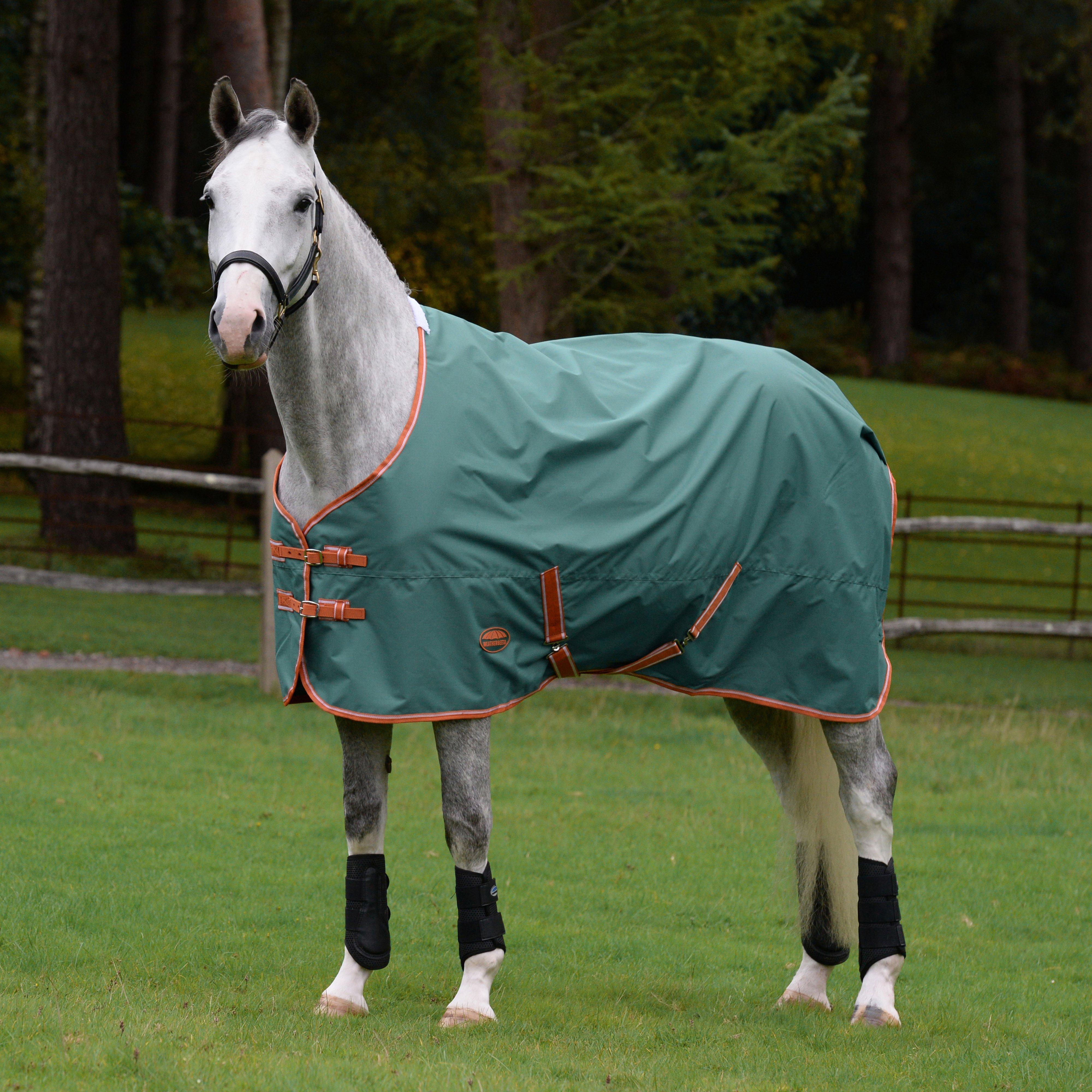 ComFiTec Tyro Standard Neck 50g Lite Plus Turnout Rug Green/Burnt Orange/White