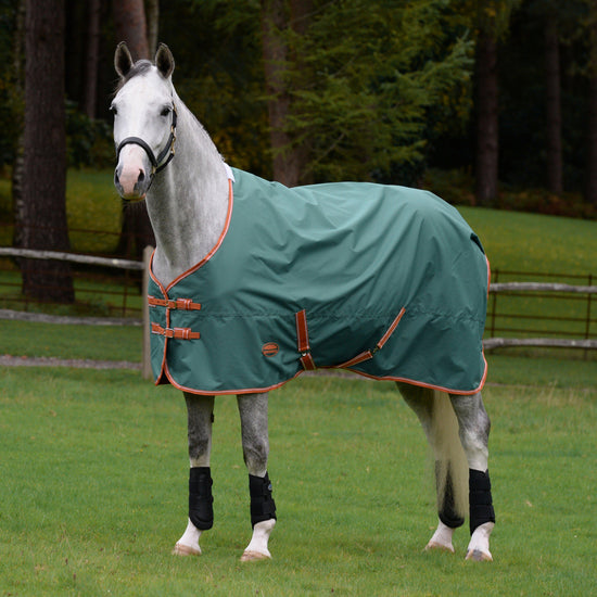 ComFiTec Tyro Standard Neck 50g Lite Plus Turnout Rug Green/Burnt Orange/White
