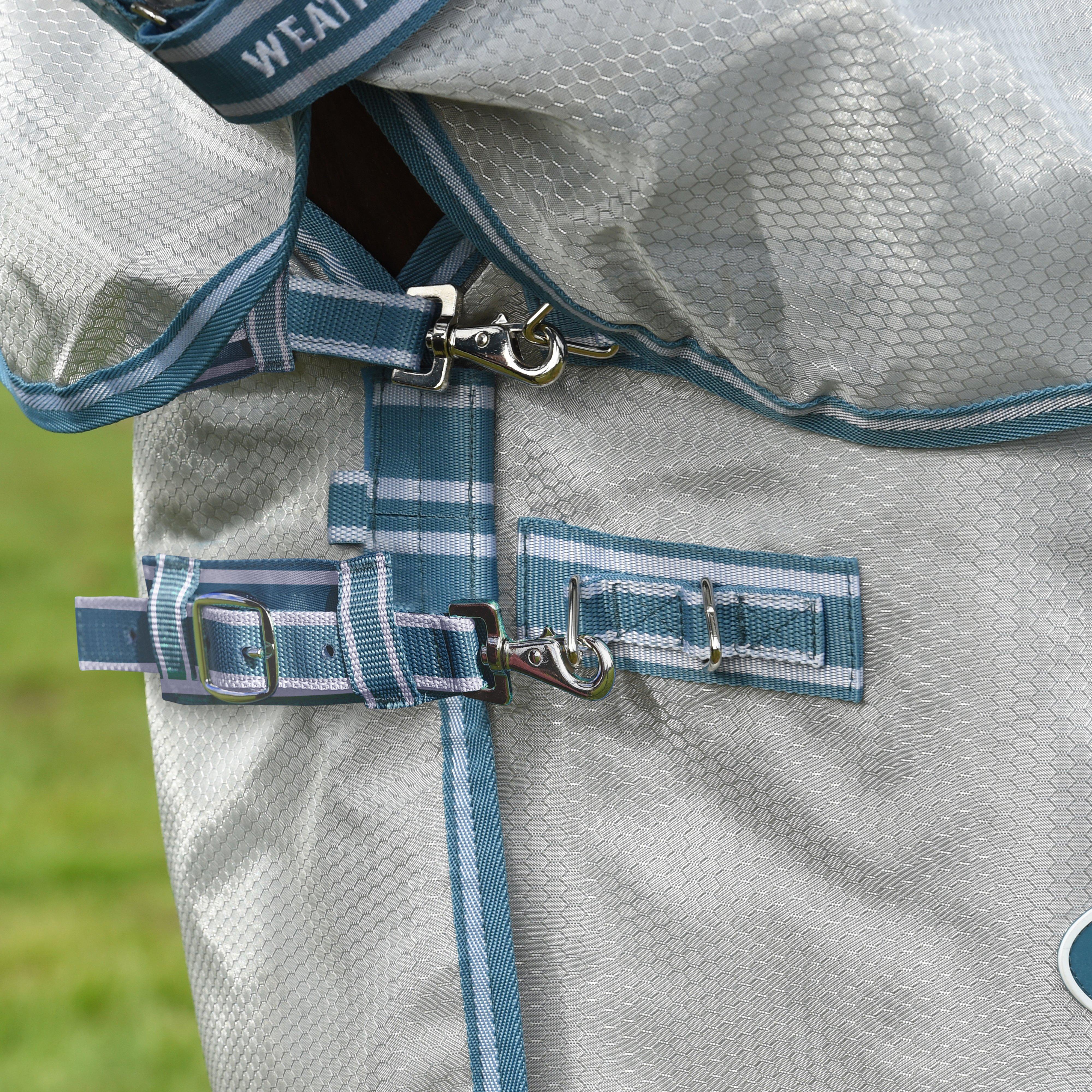 ComFiTec Hexi Shield Combo Neck Fly Rug Silver/Teal Blue