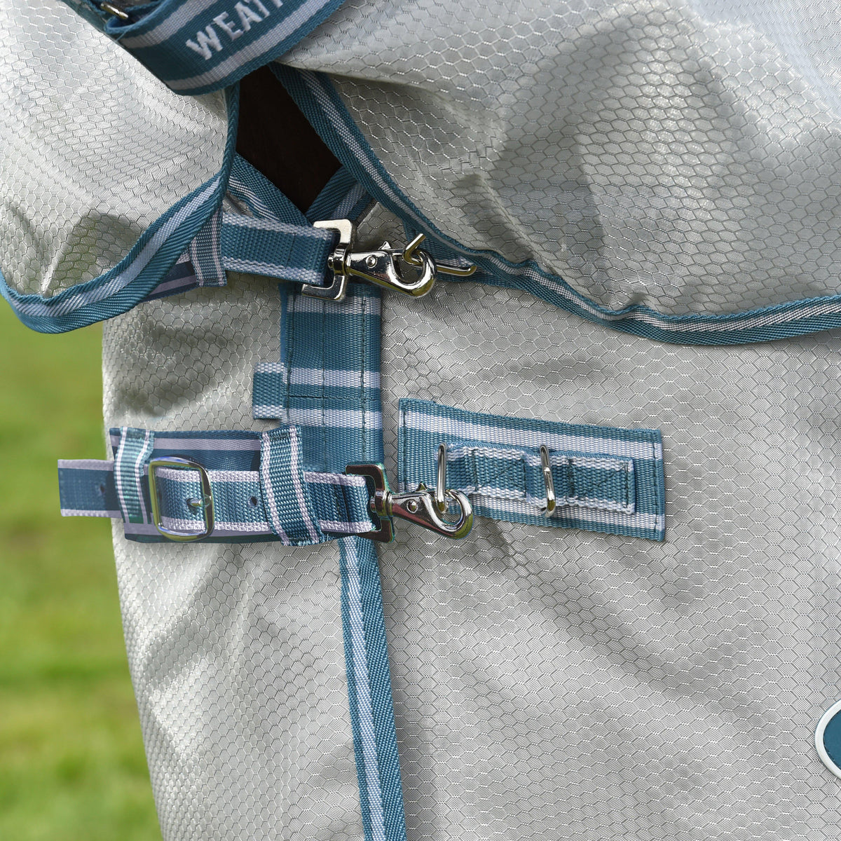 ComFiTec Hexi Shield Combo Neck Fly Rug Silver/Teal Blue