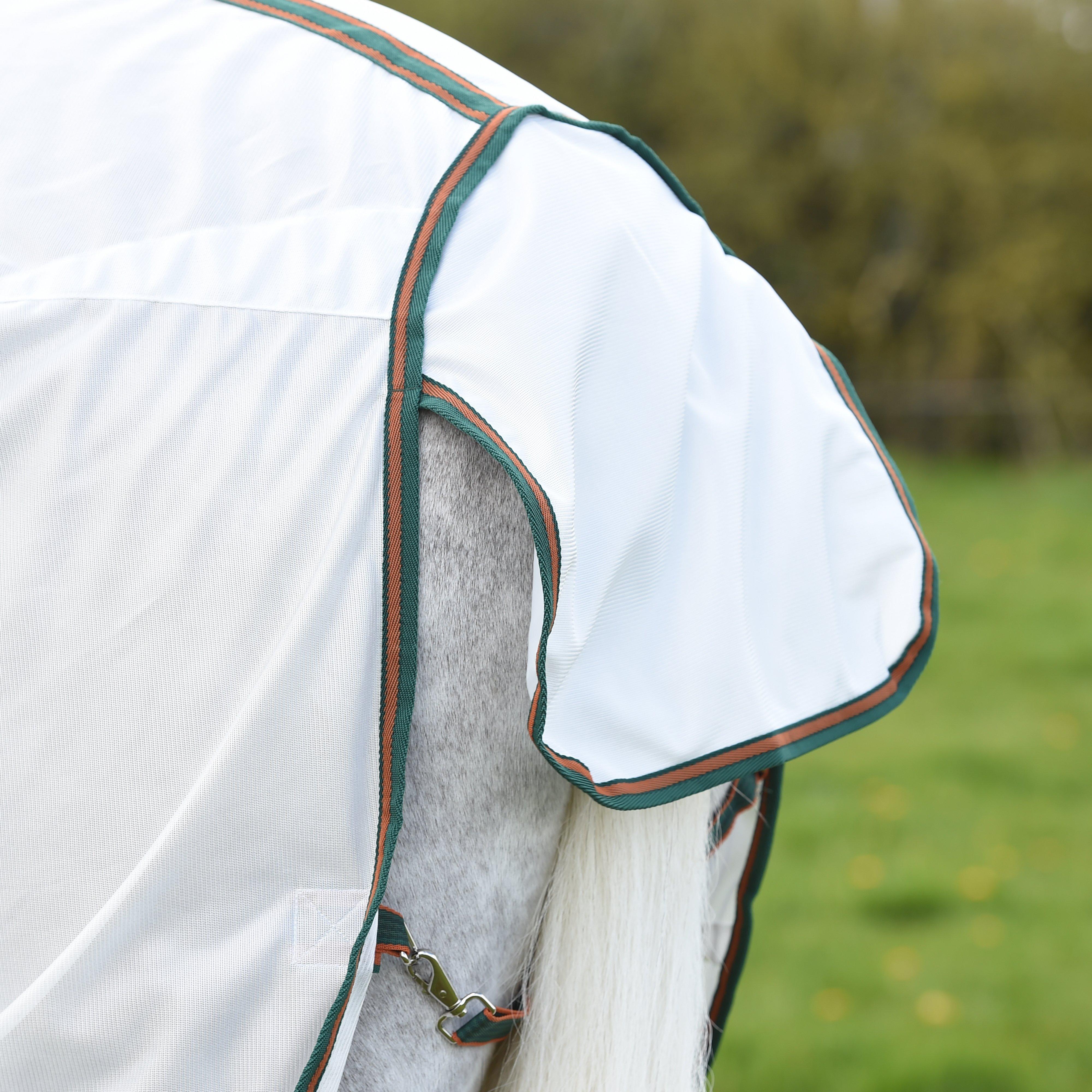 ComFiTec Tyro Mesh Combo Neck Fly Rug White/Green/Burnt Orange