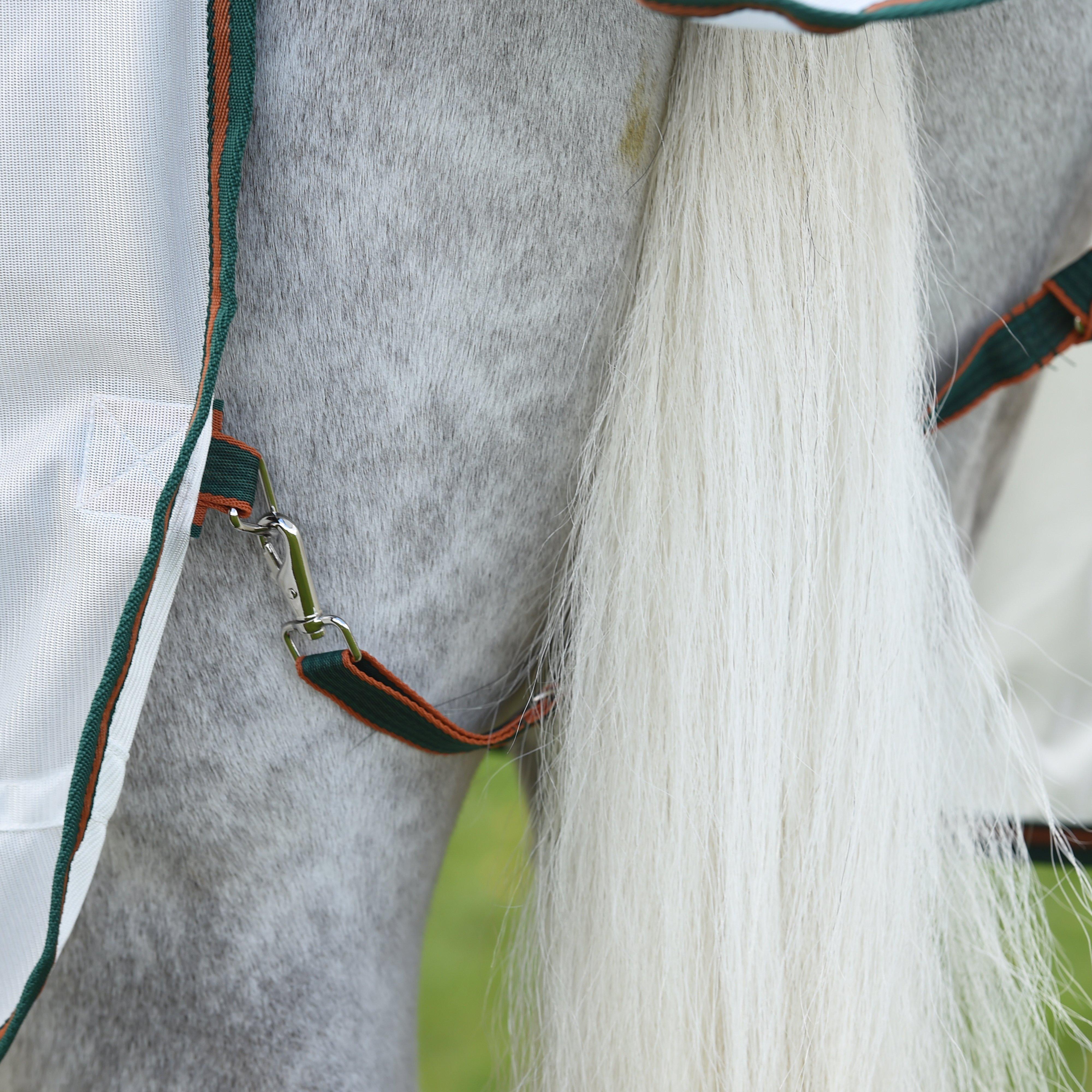 ComFiTec Tyro Mesh Combo Neck Fly Rug White/Green/Burnt Orange