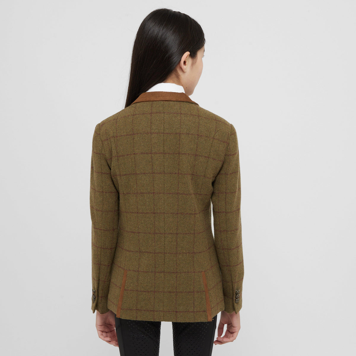 Kids Albany Tweed Suede Collar Tailored Show Jacket Brown