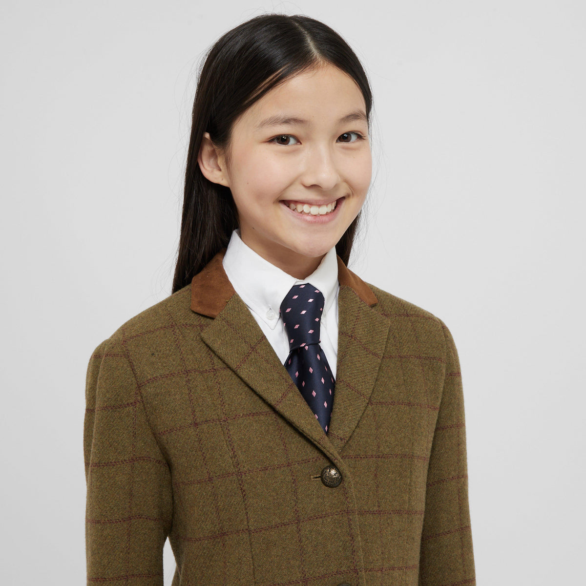 Kids Albany Tweed Suede Collar Tailored Show Jacket Brown
