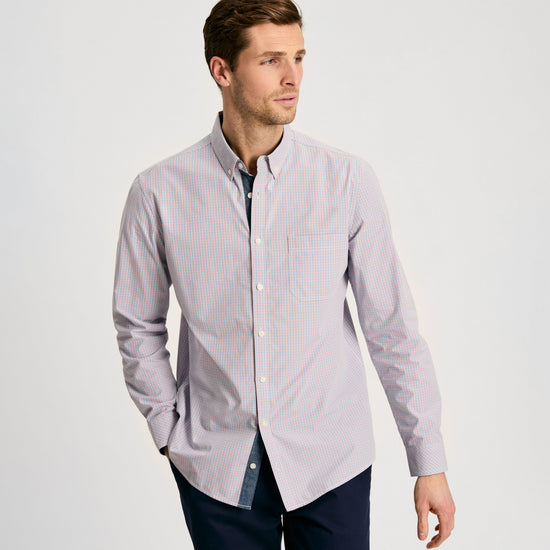 Mens Abbott Cotton Poplin Shirt Blue Gingham