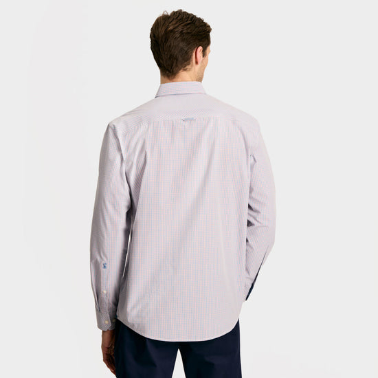 Mens Abbott Cotton Poplin Shirt Blue Gingham