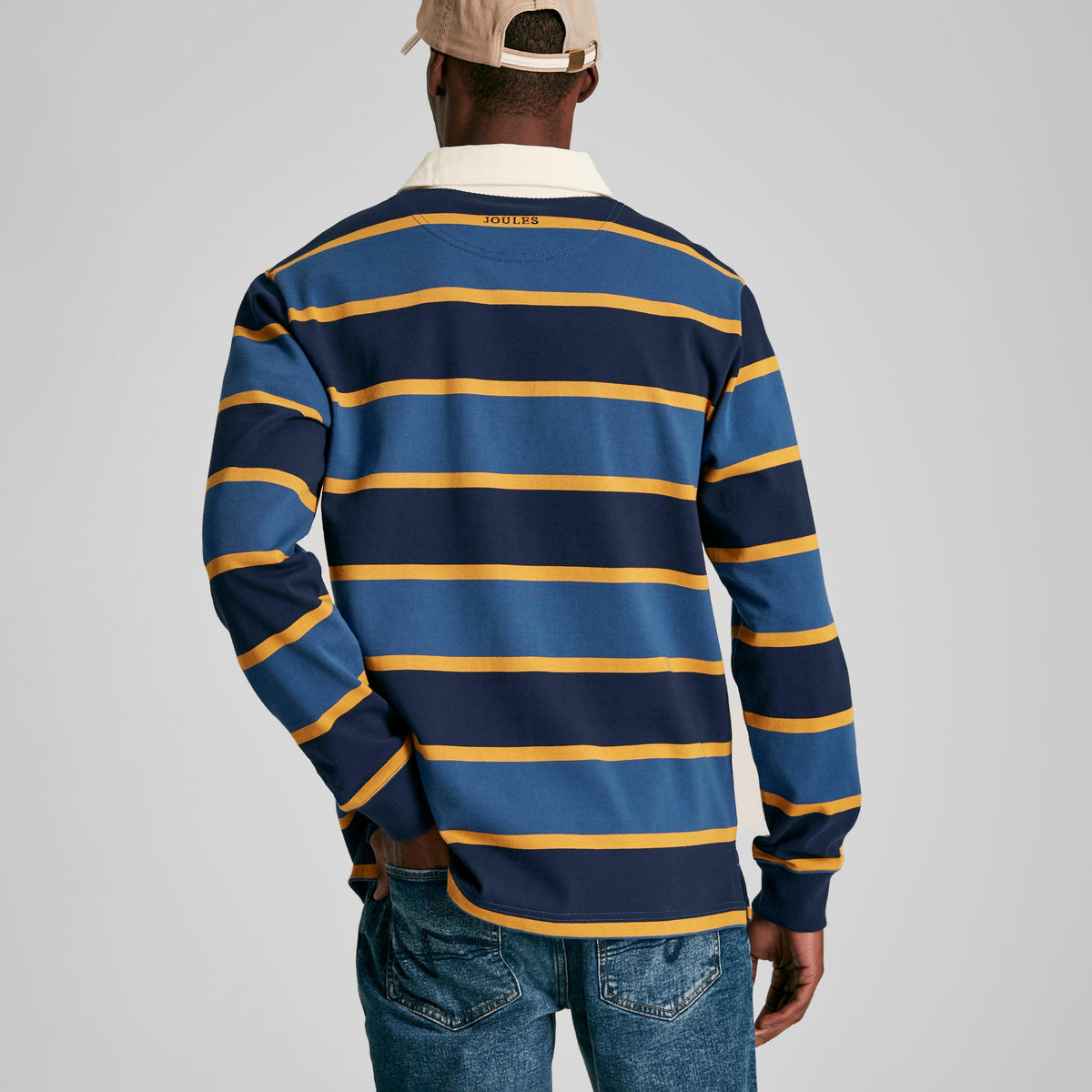 Mens Onside Rugby Shirt Striped Navy/Yellow