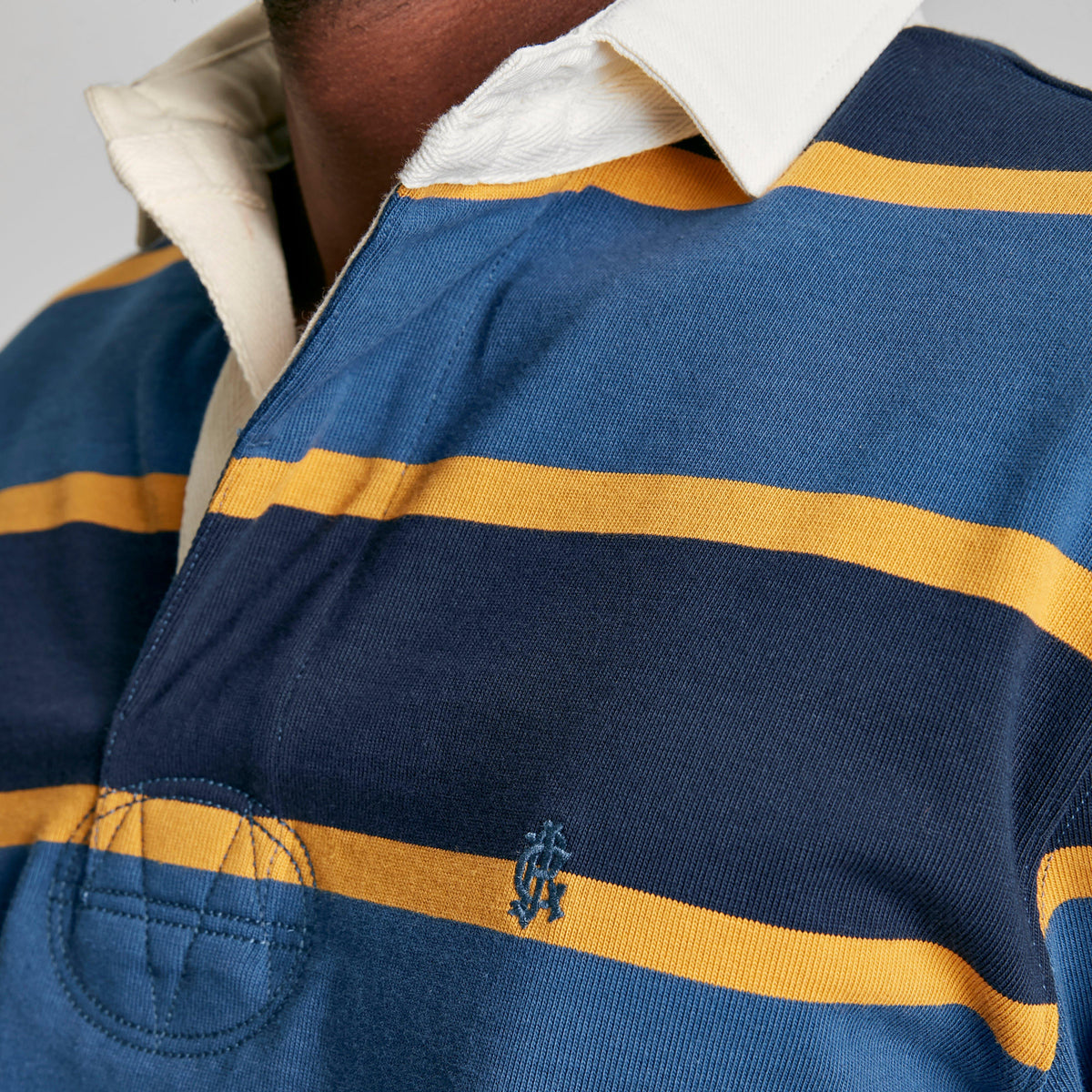 Mens Onside Rugby Shirt Striped Navy/Yellow