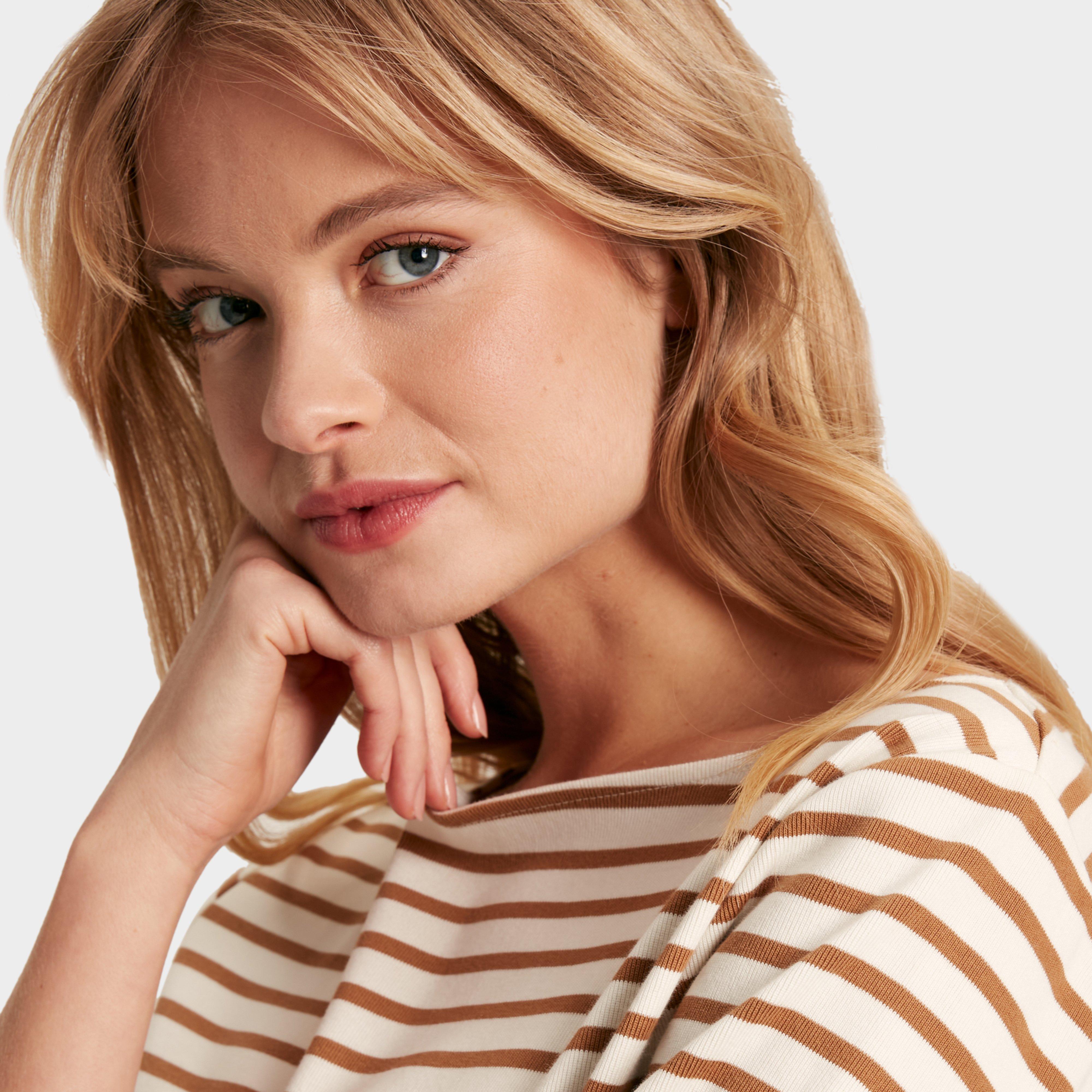 Womens Harbour Boat Neck Breton Top Tan Stripe