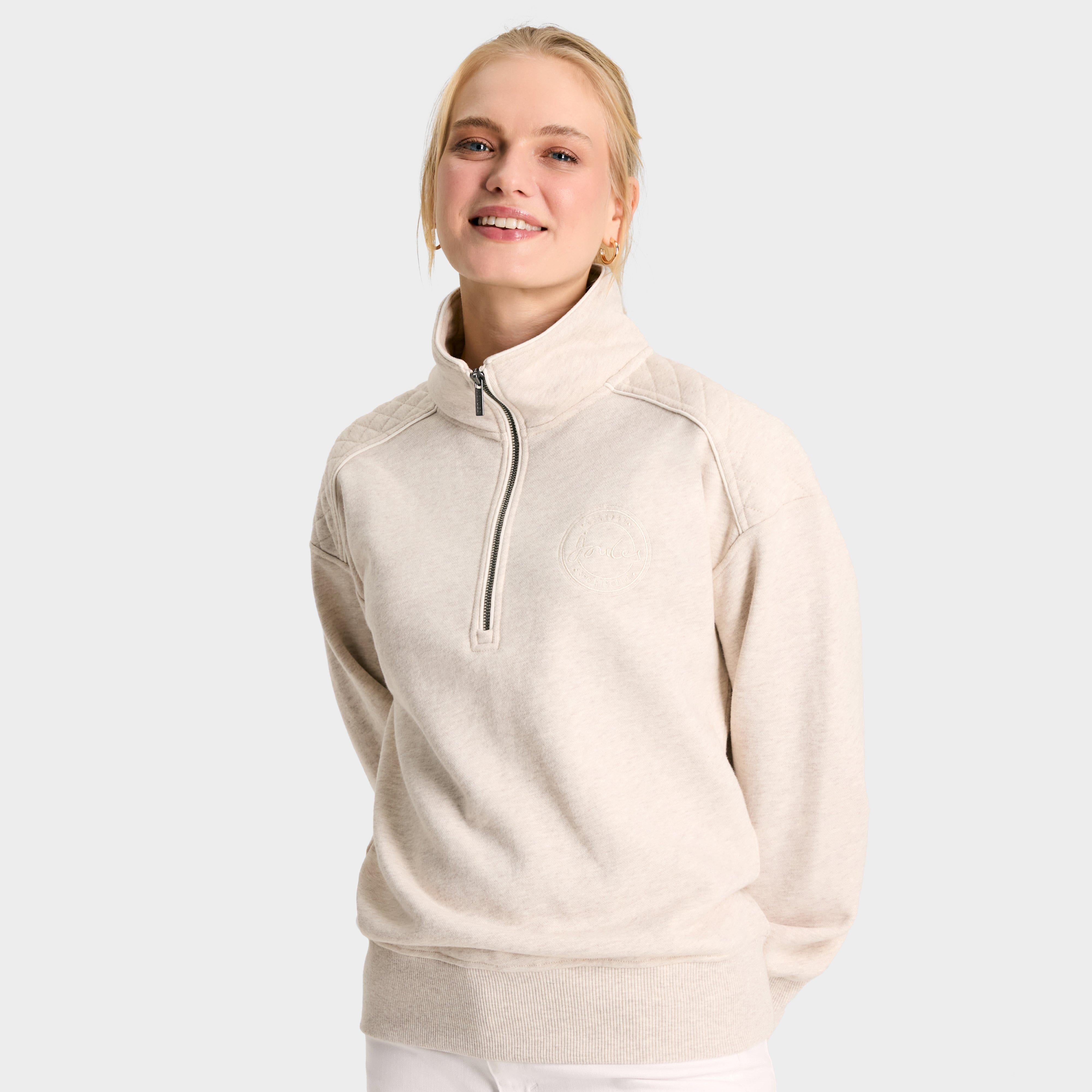 Womens Racquet Quarter Zip Sweatshirt Oat Marl