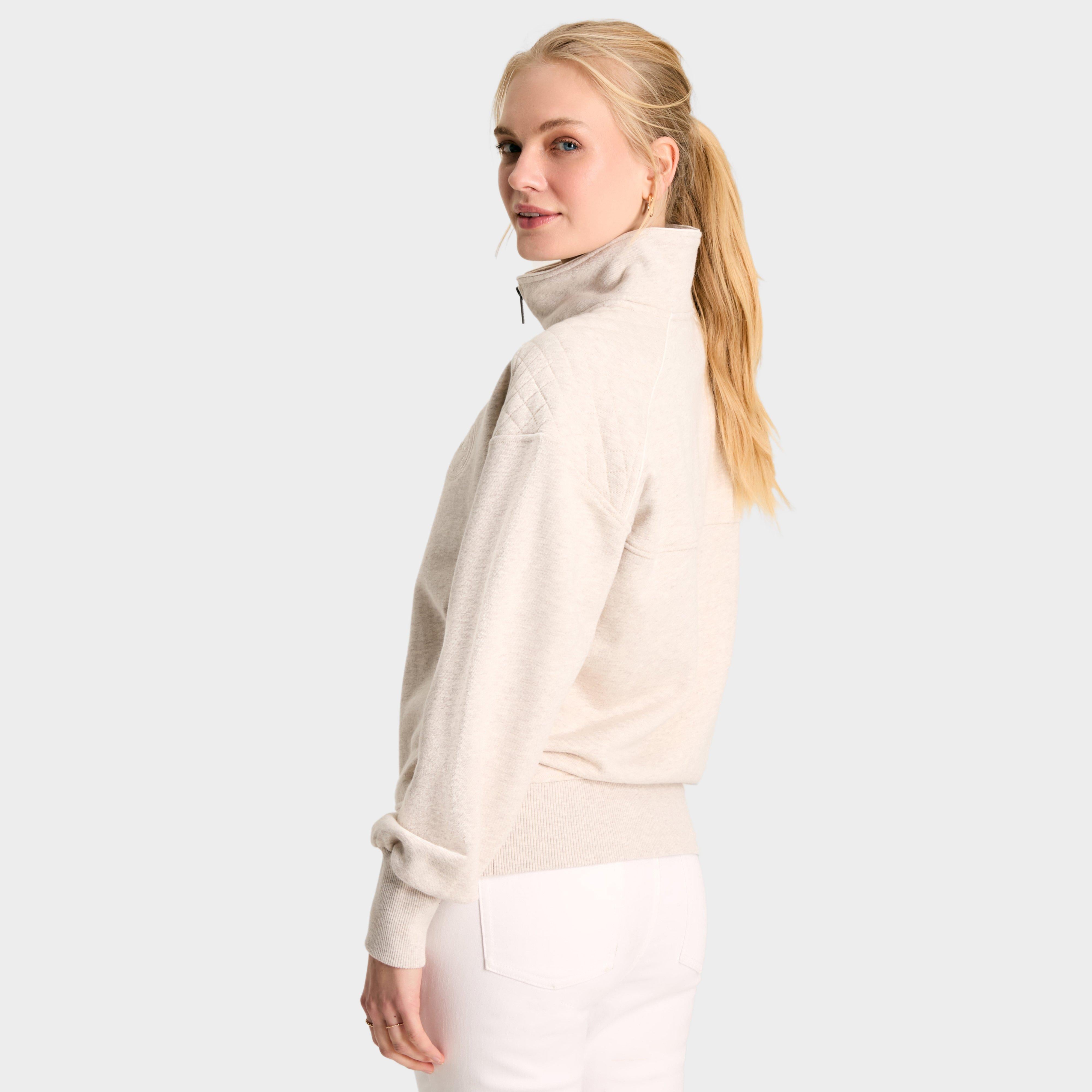 Womens Racquet Quarter Zip Sweatshirt Oat Marl