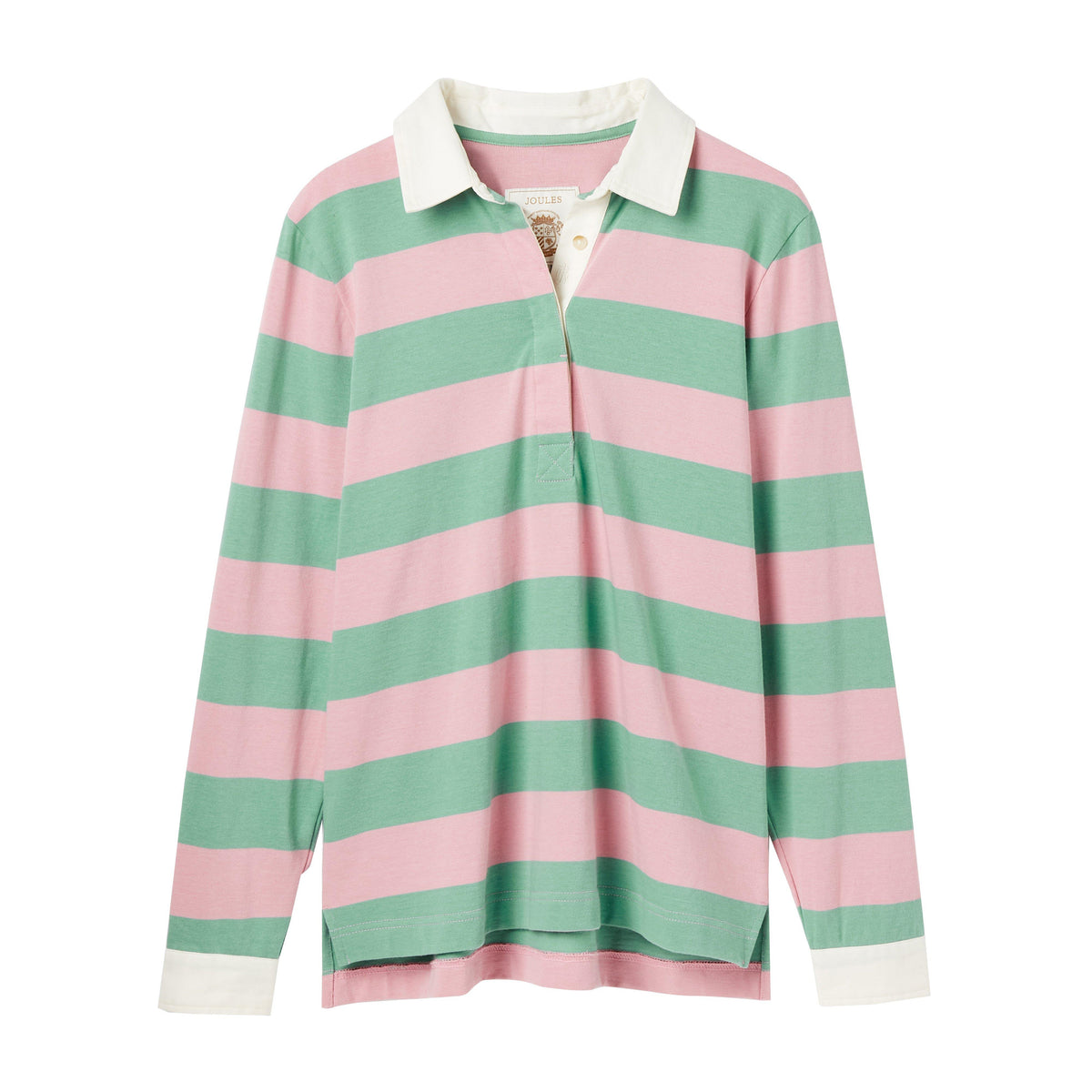 Womens Falmouth Striped Cotton Rugby Shirt Pink & Green