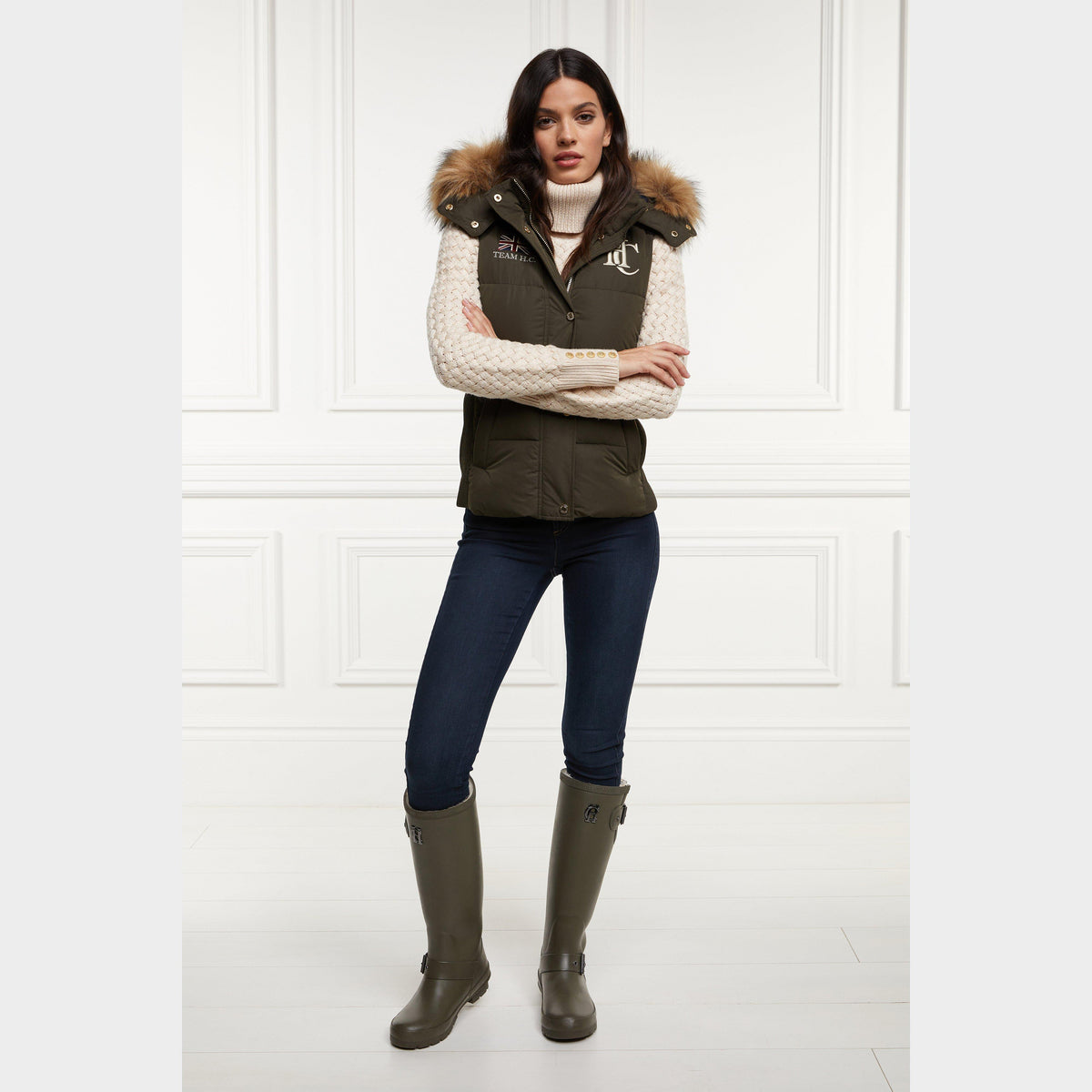 Womens Team Gilet Heritage Khaki