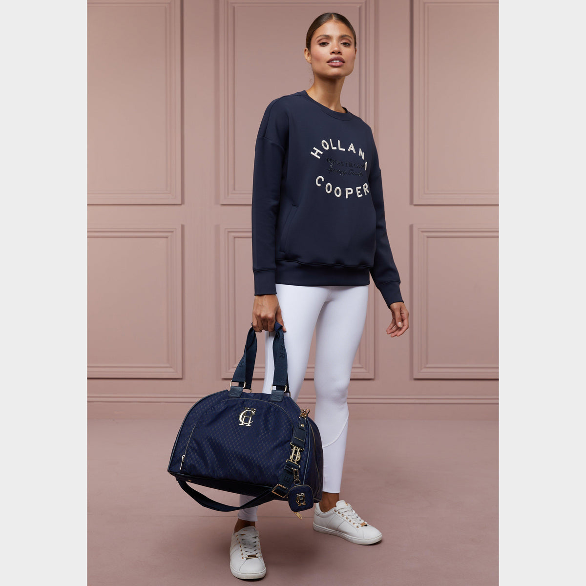 Womens Crystal Crew Neck Sweater Ink Navy