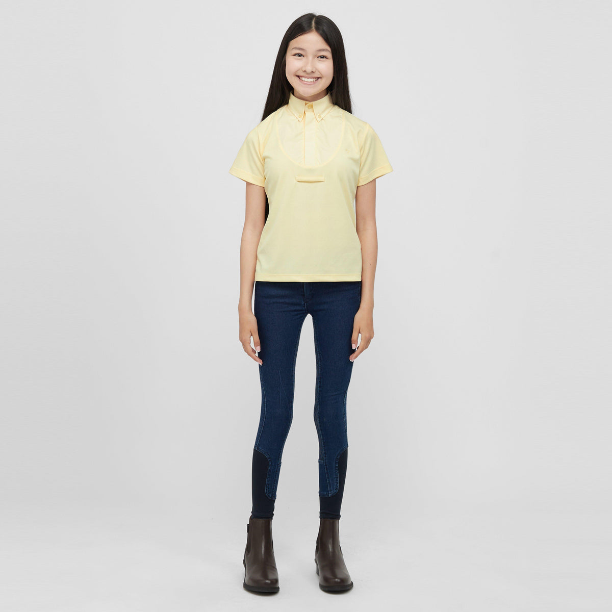 Young Rider Short Sleeve Tie Shirt Yellow