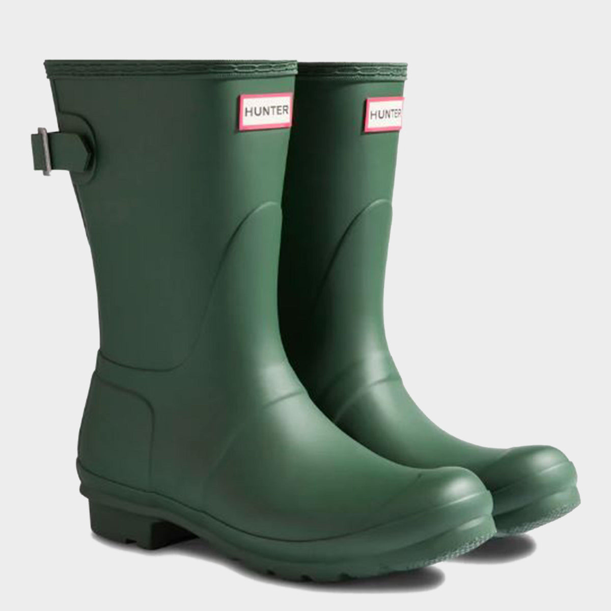 Womens Short Back Adjustable Wellington Boots Green