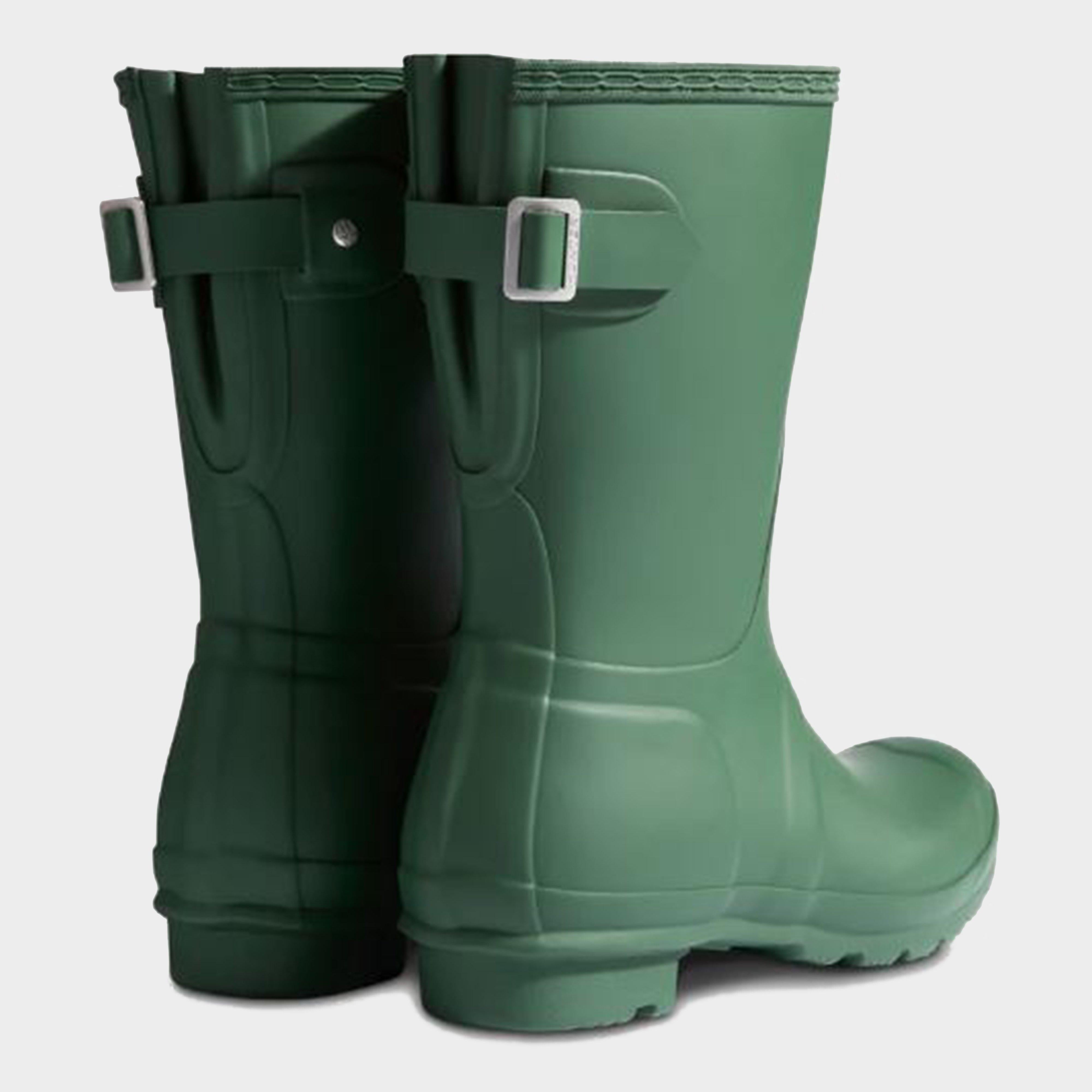 Womens Short Back Adjustable Wellington Boots Green