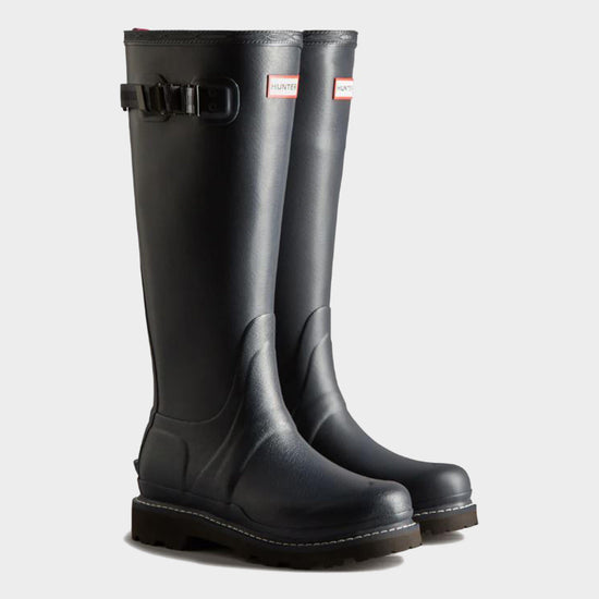Womens Balmoral Commando Tall Wellington Boots Navy
