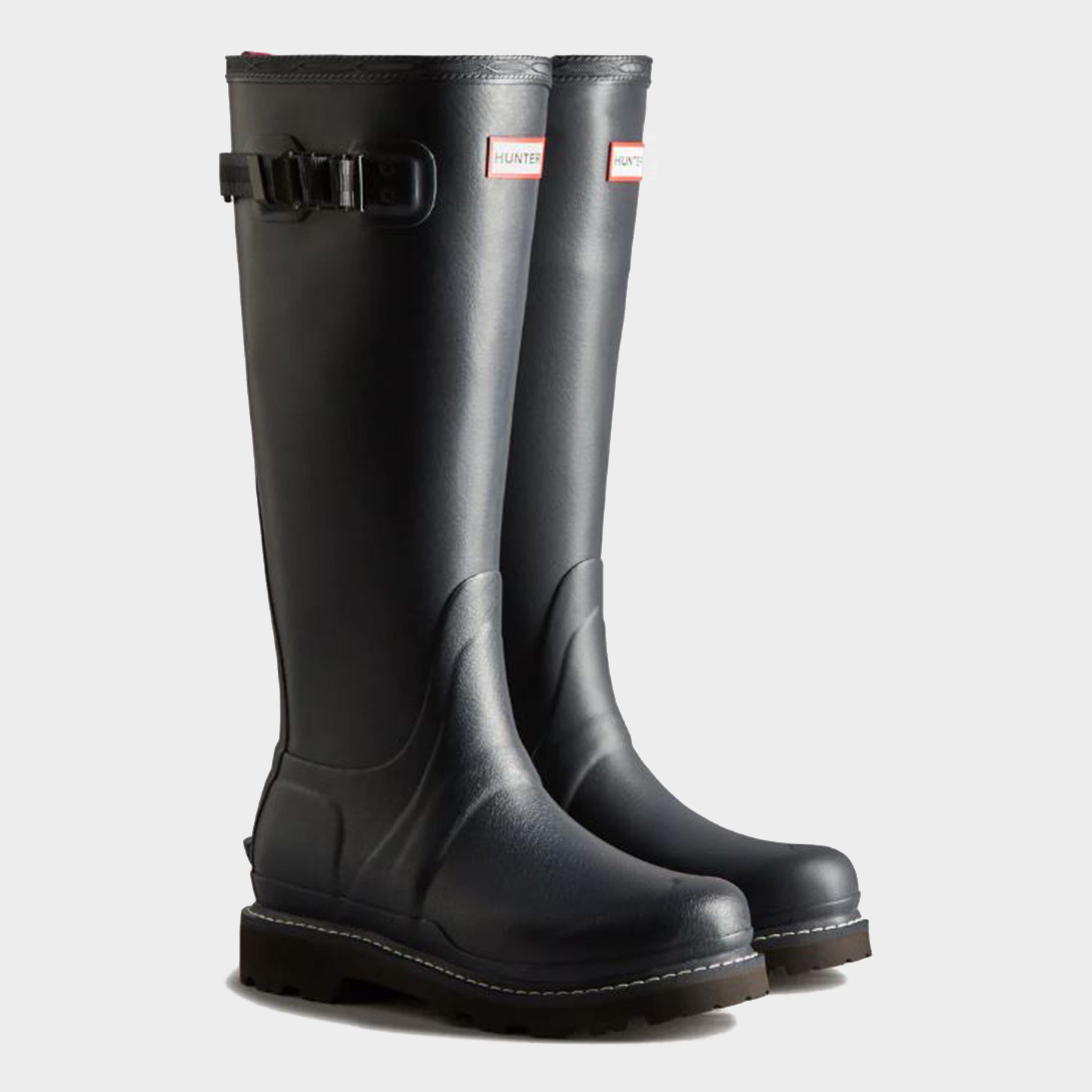Womens Balmoral Commando Tall Wellington Boots Navy
