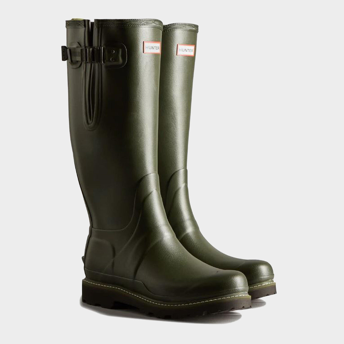 Mens Balmoral Neoprene Side Adjustable Wellington Boots Olive