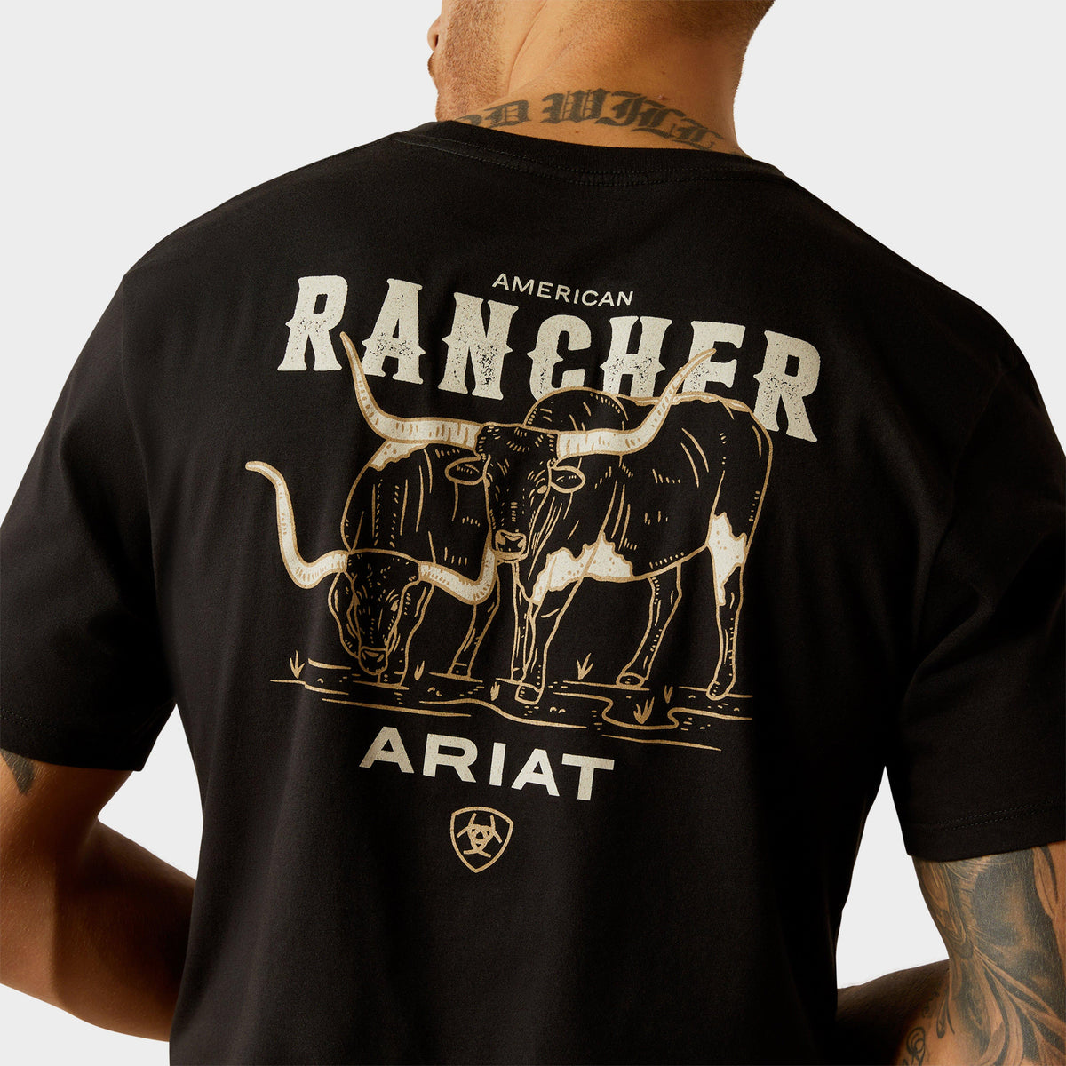 Mens American Rancher Graphic T-Shirt Black