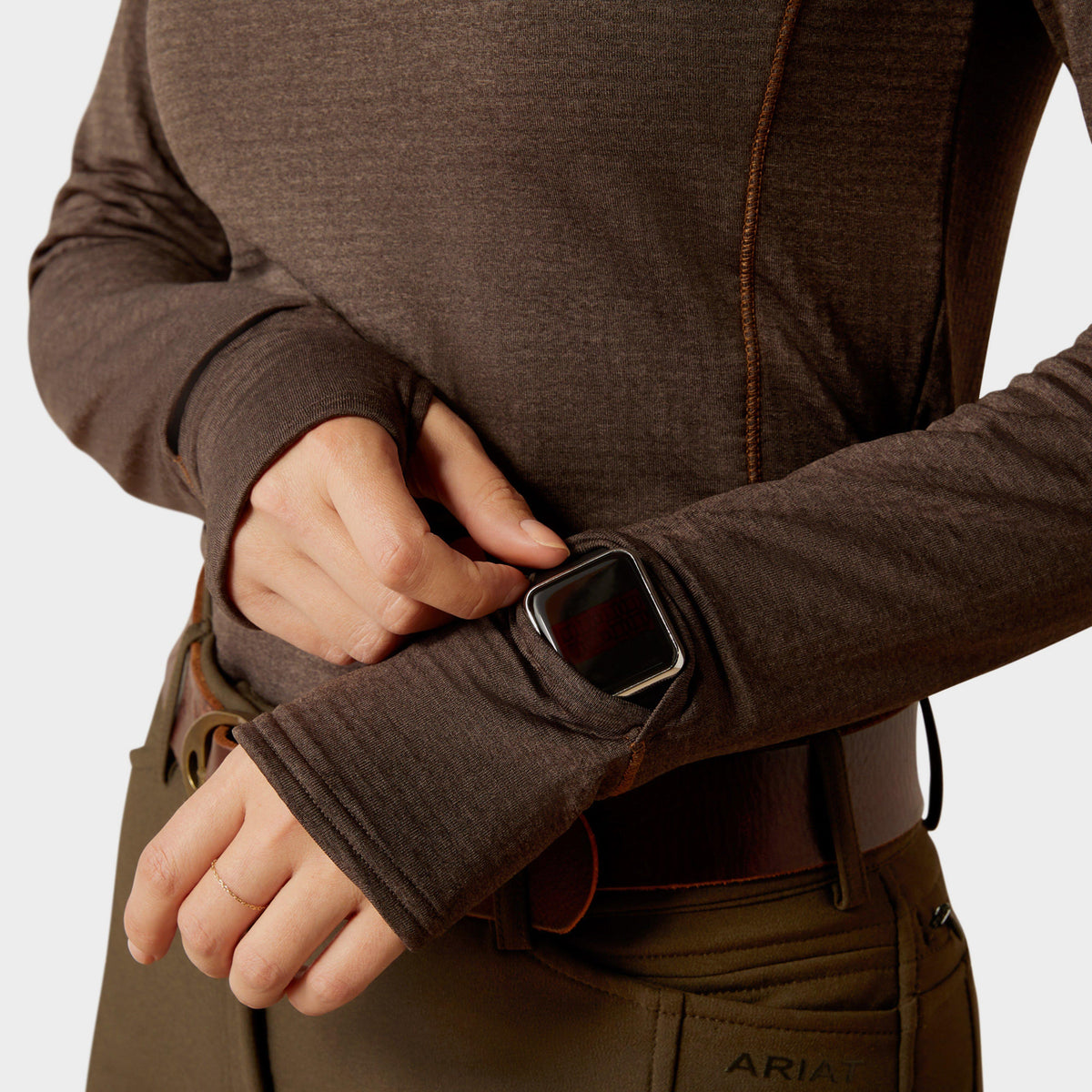 Womens Gridwork 1/4 Zip Base Layer Mole Heather