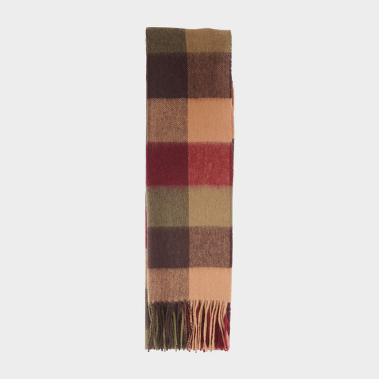 Lambswool Tattersall Scarf Tawny Port