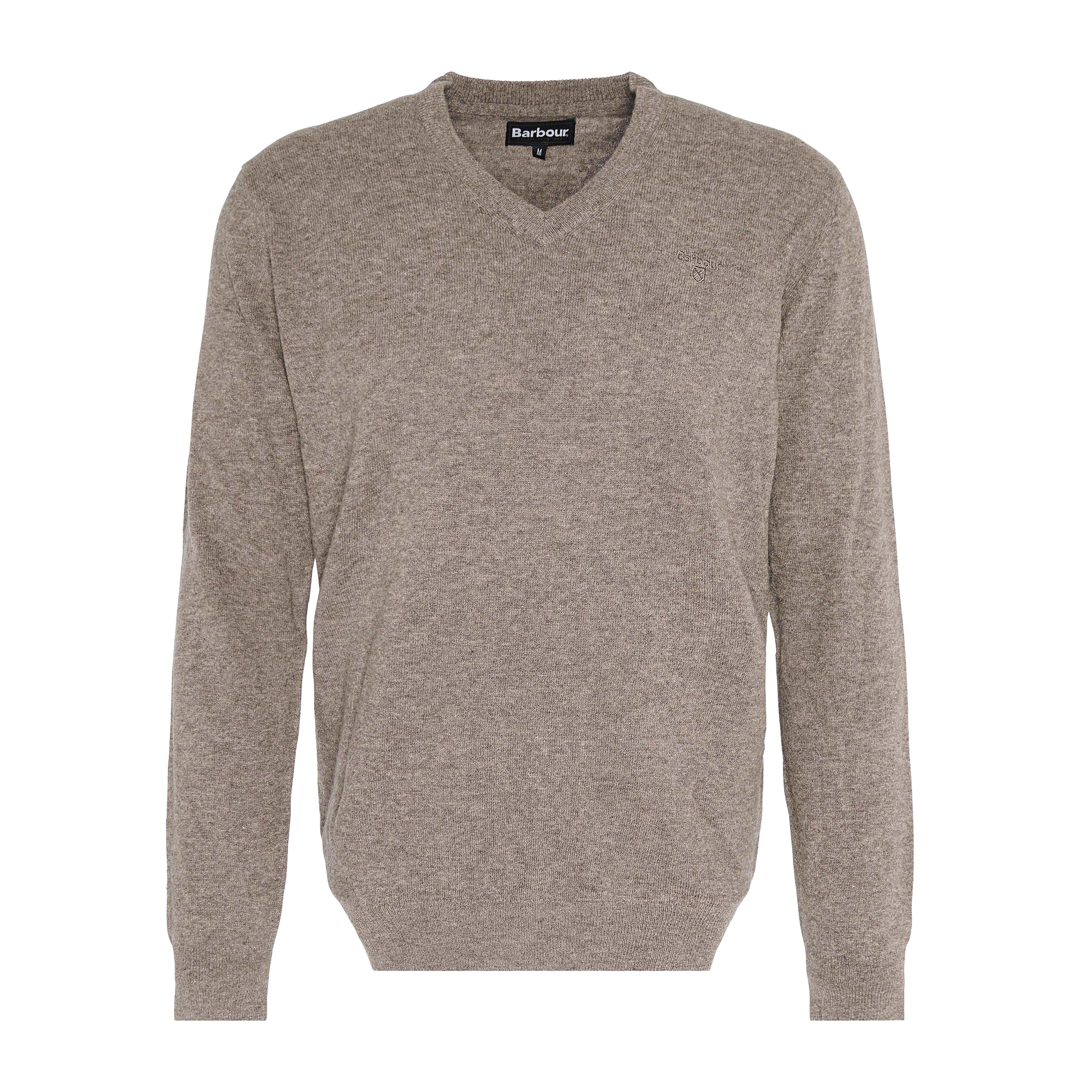 Mens Essential Lambswool V Neck Sweater Dark Stone