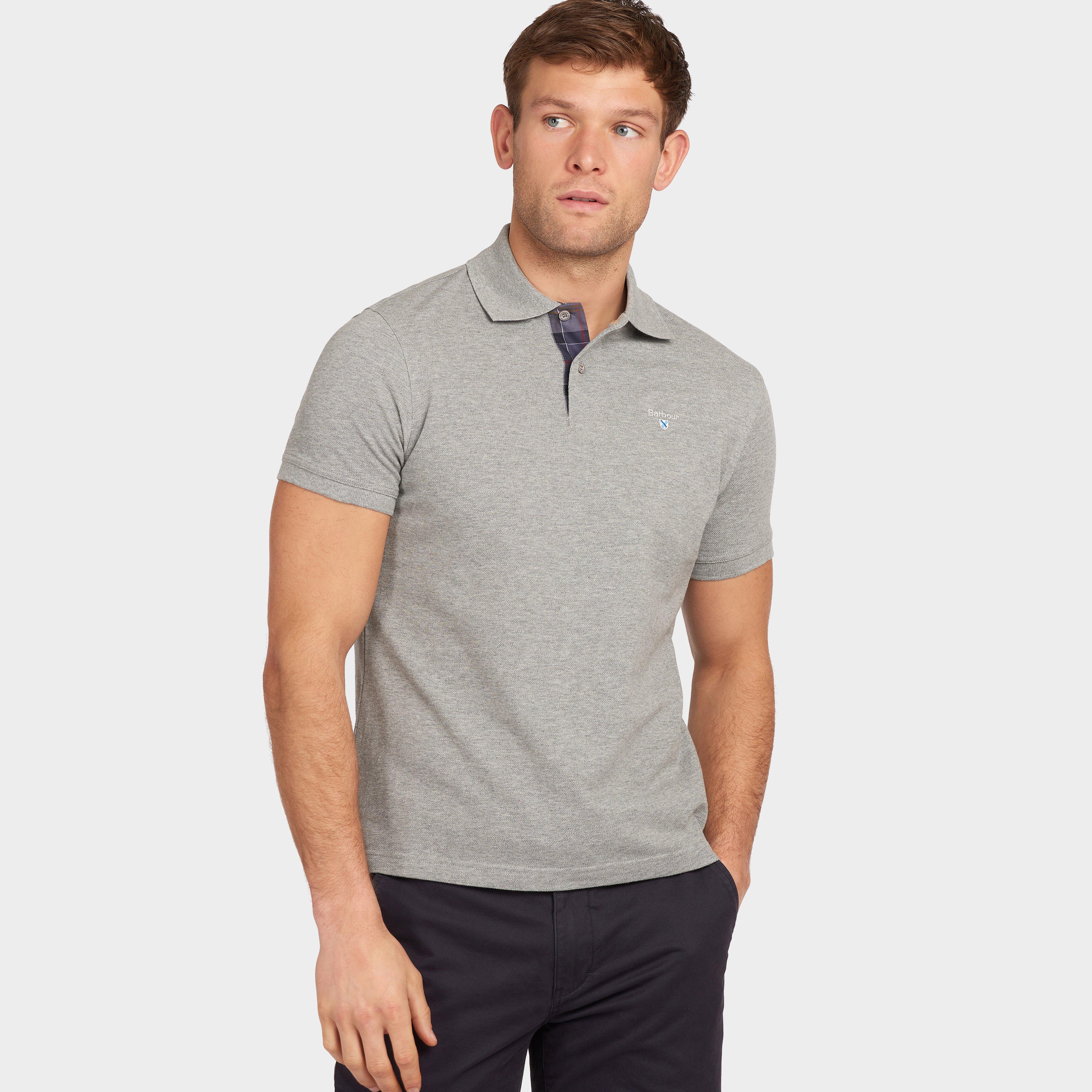 Mens Tartan Pique Polo Shirt Grey Mar