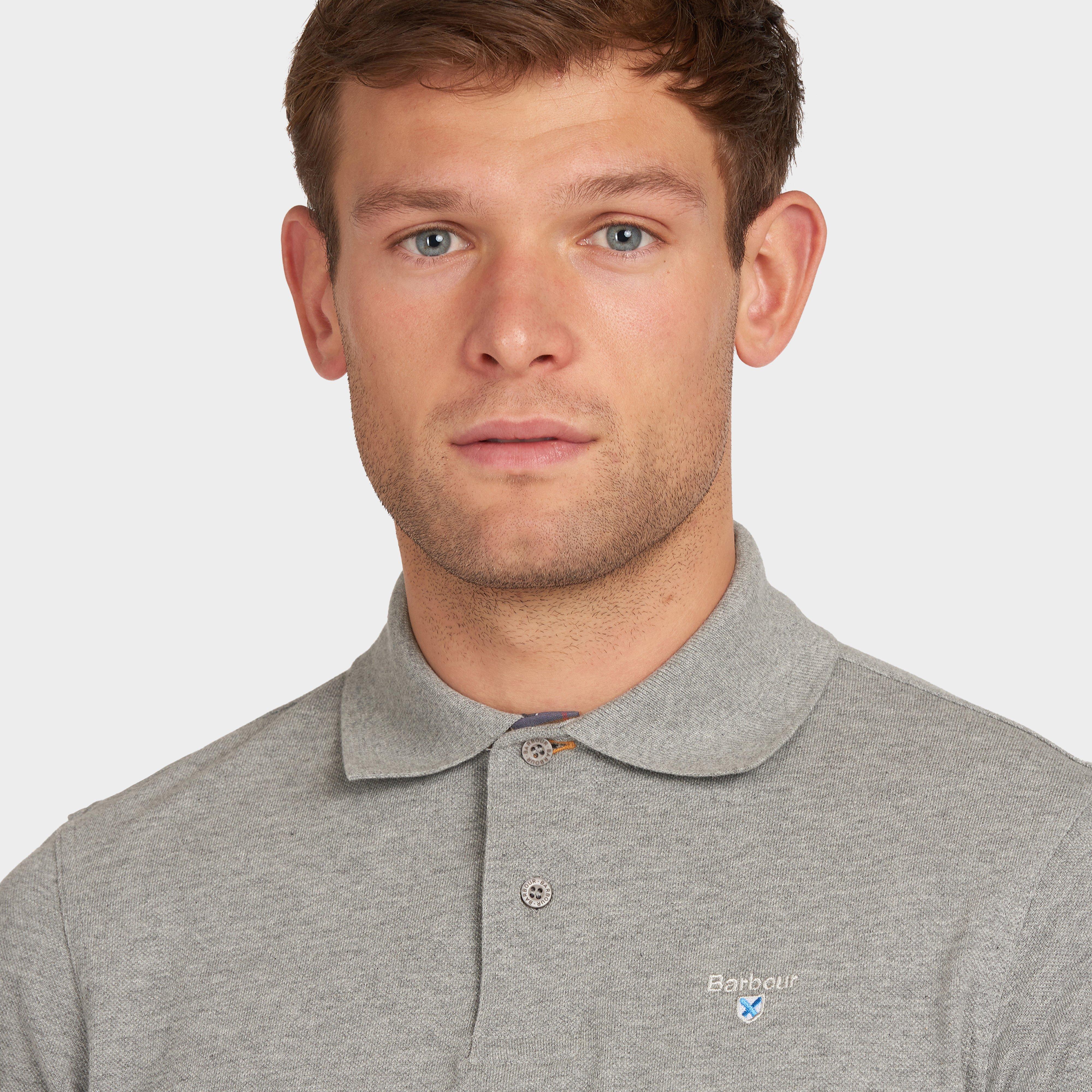 Mens Tartan Pique Polo Shirt Grey Mar