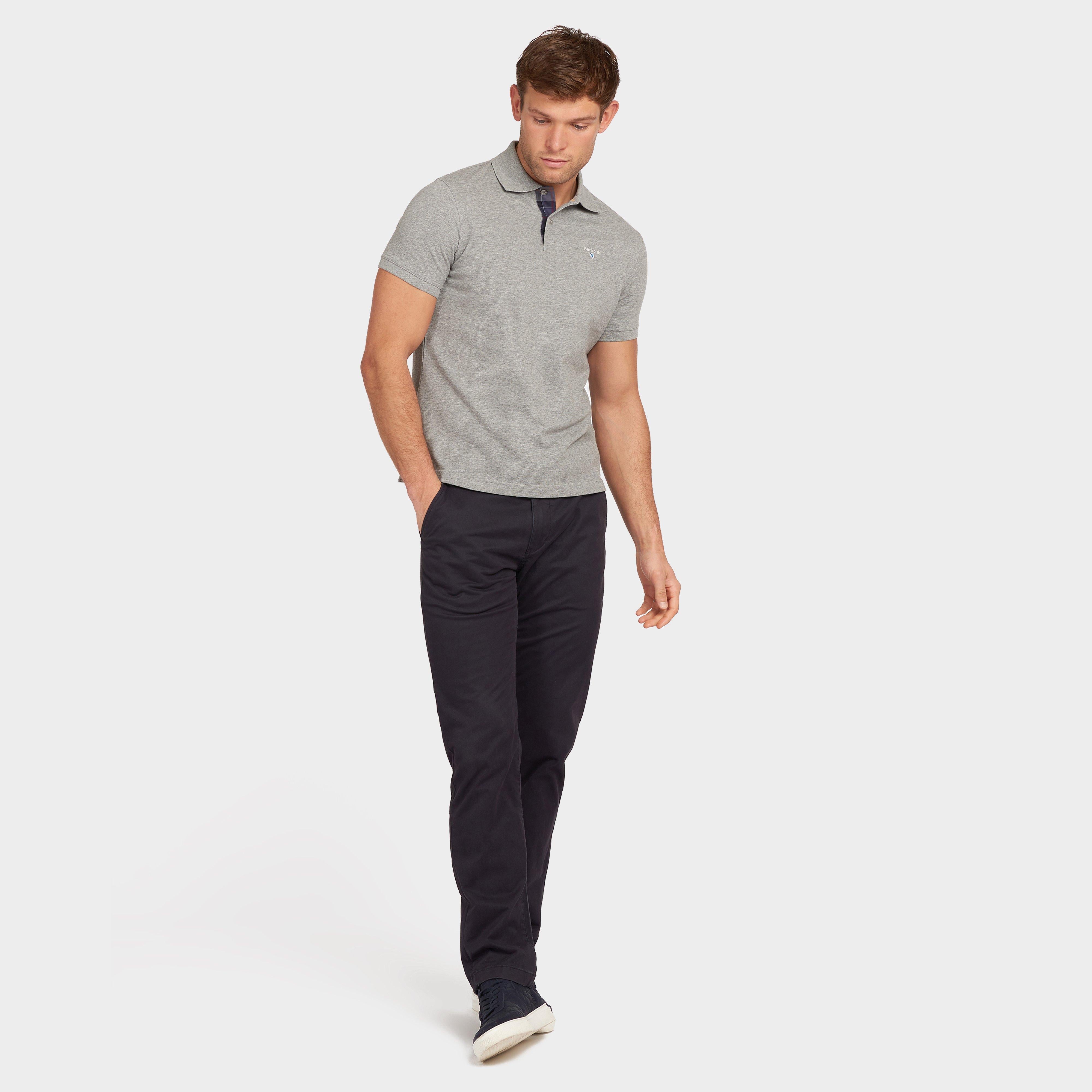 Mens Tartan Pique Polo Shirt Grey Mar