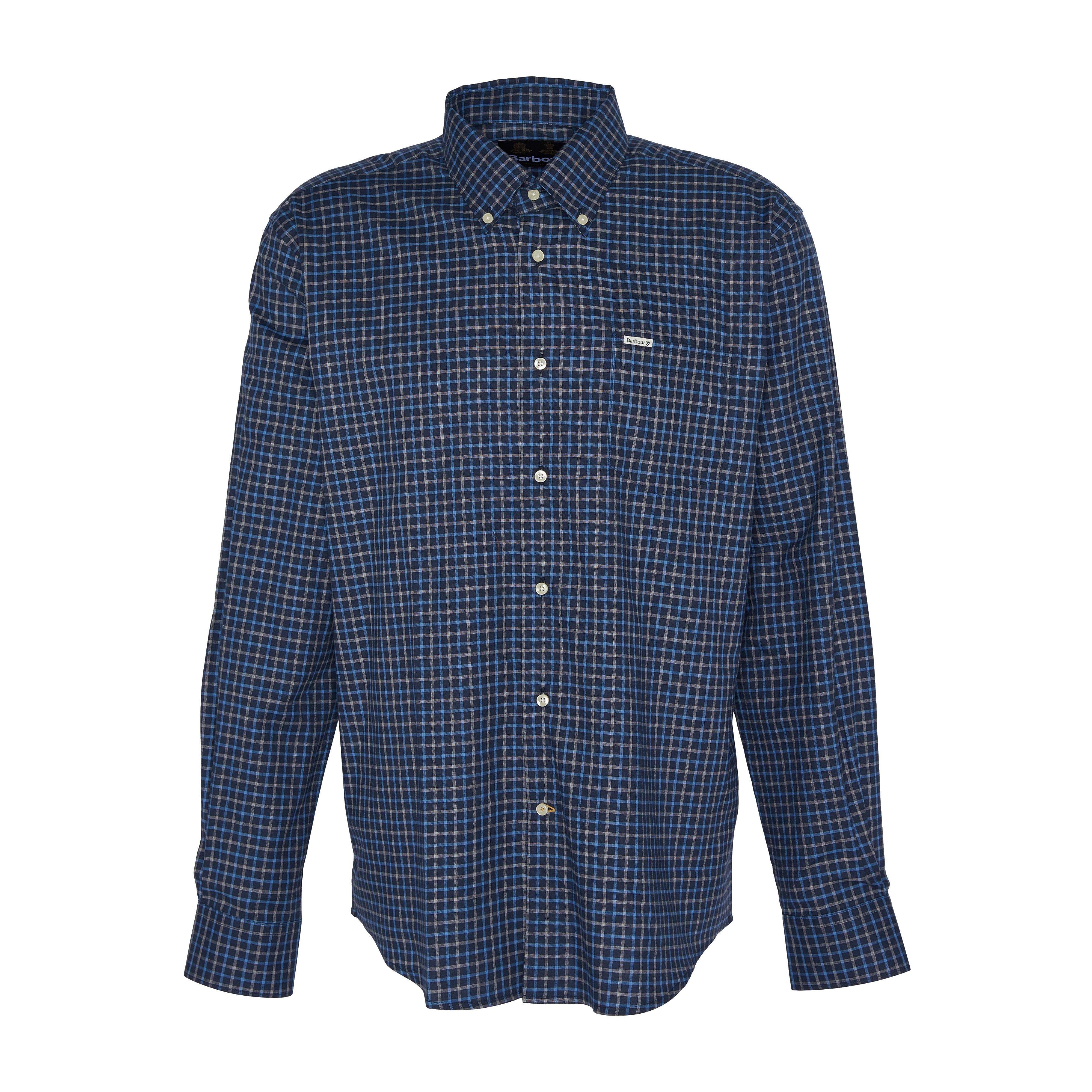 Mens Preston Regular Tattersall Shirt Dark Navy