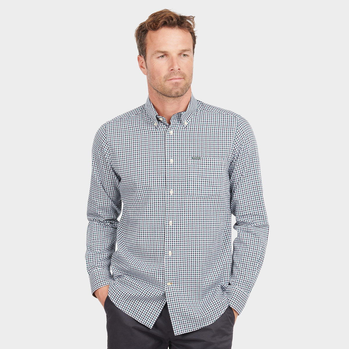 Mens Padshaw Tailored Gingham Shirt Green