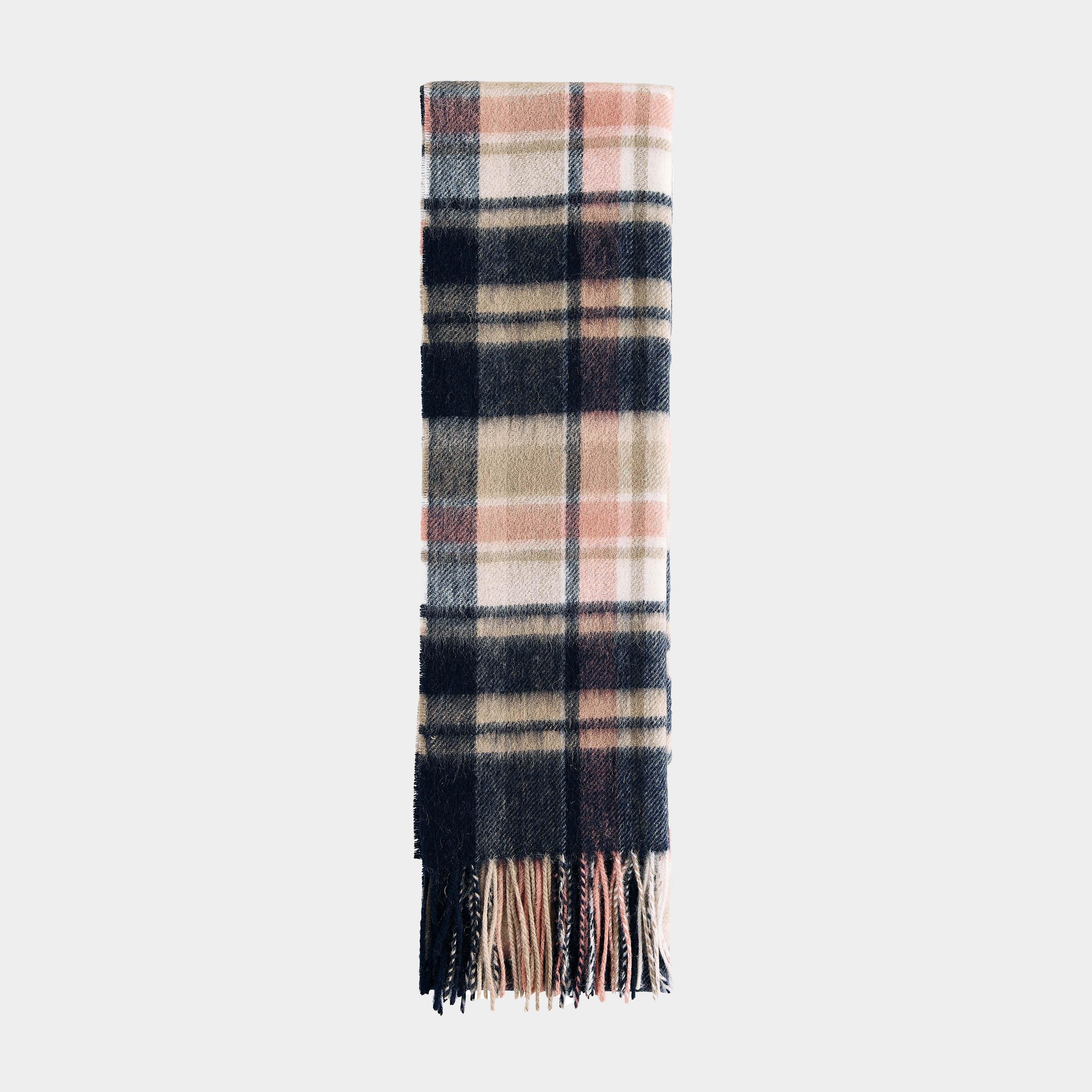 Womens Vintage Plaid Scarf Navy/Pink Rust
