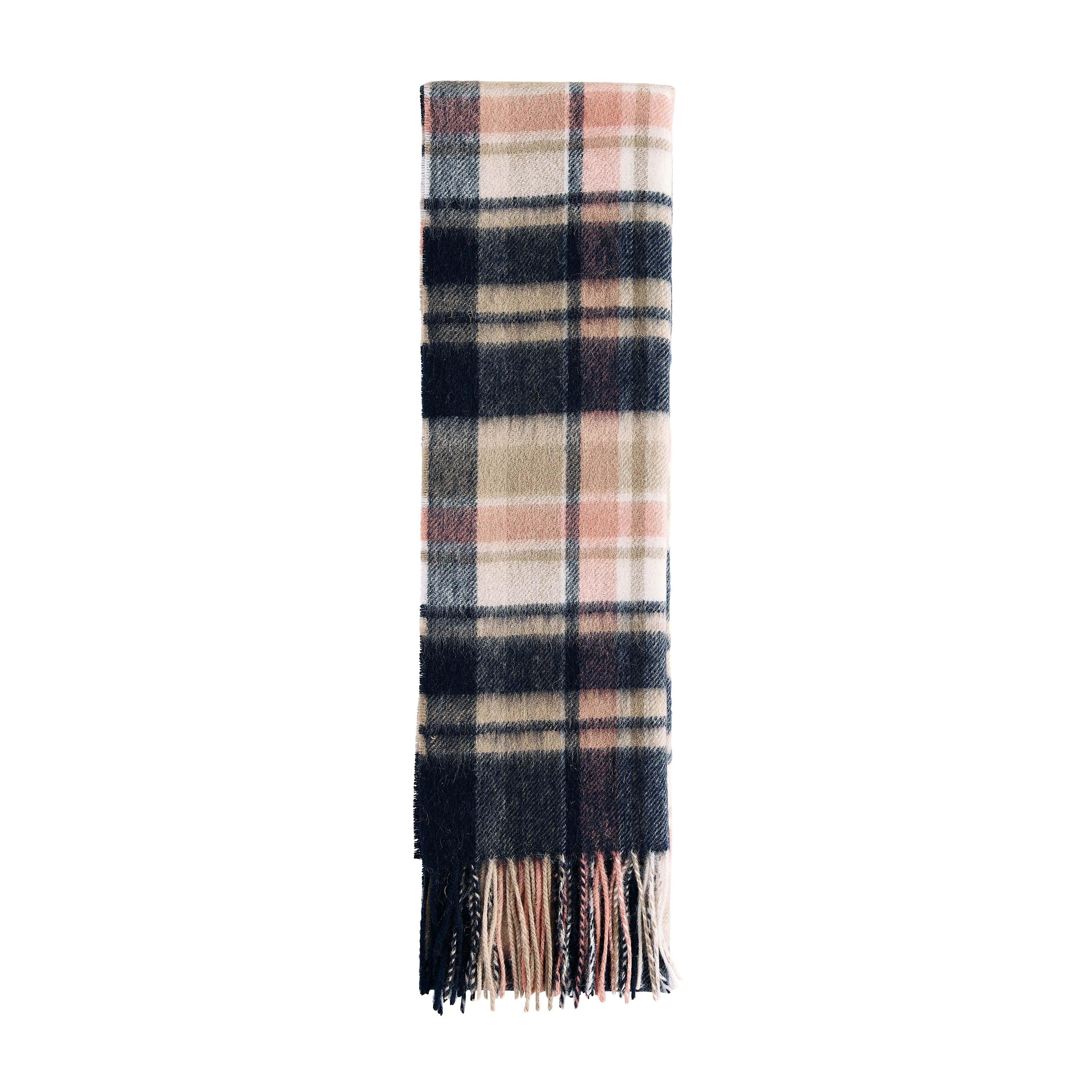 Womens Vintage Plaid Scarf Navy/Pink Rust