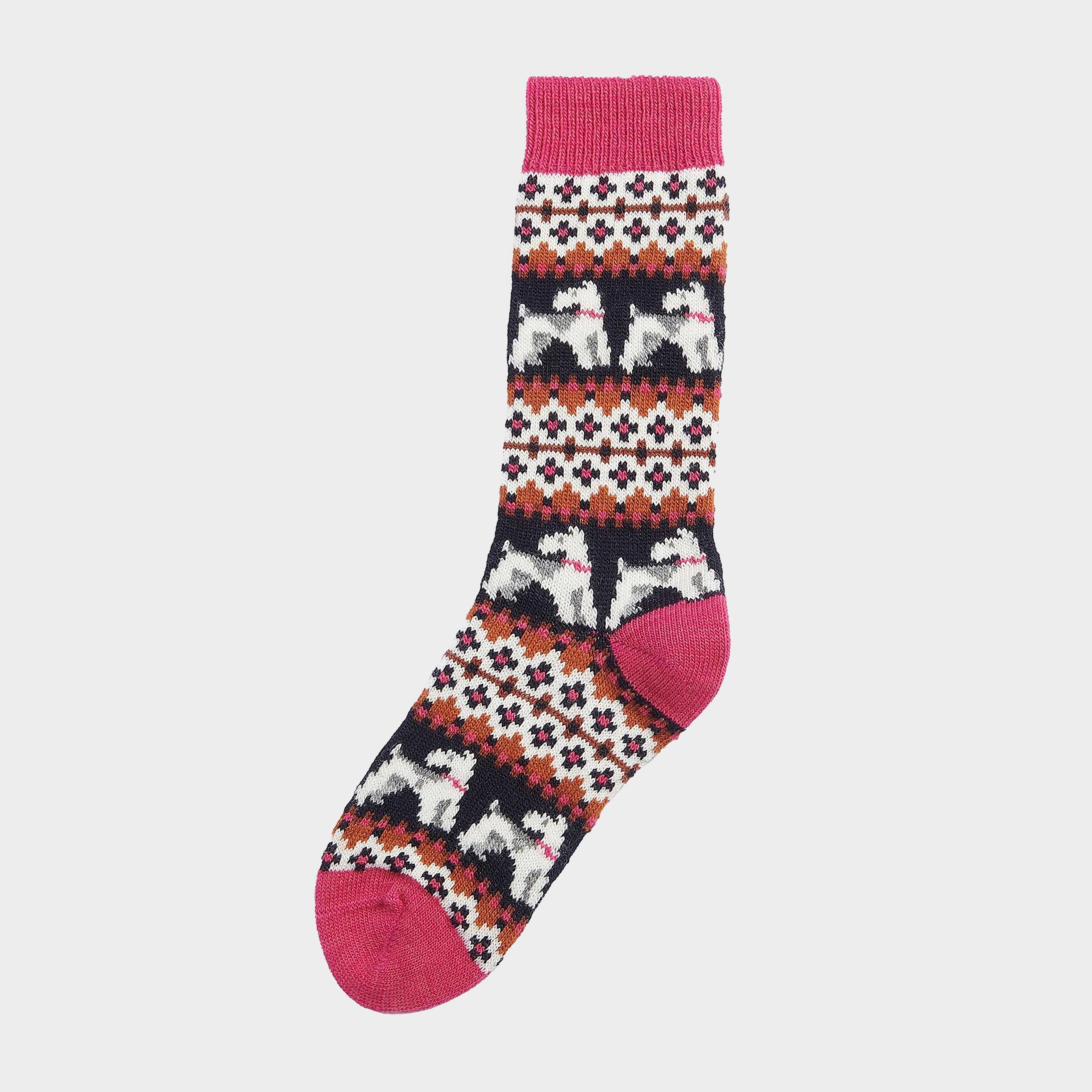 Womens Terrier Fair Isle Socks Navy/Pink Dahlia