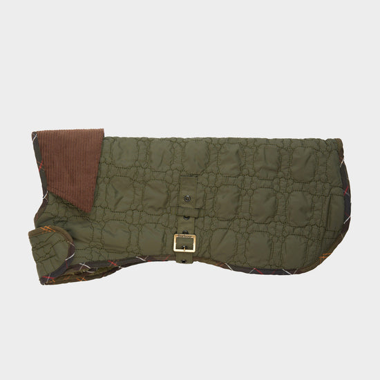 Dog Bone Quilted Dog Coat Dark Olive