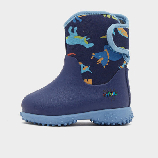 Kids Muddies Puddle 5.0 Wellington Boots Dinosaur/Lime