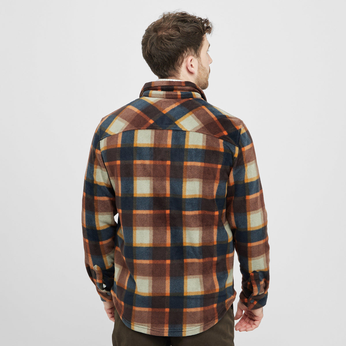 Mens Brucefield Fleece Shacket Brown/Navy