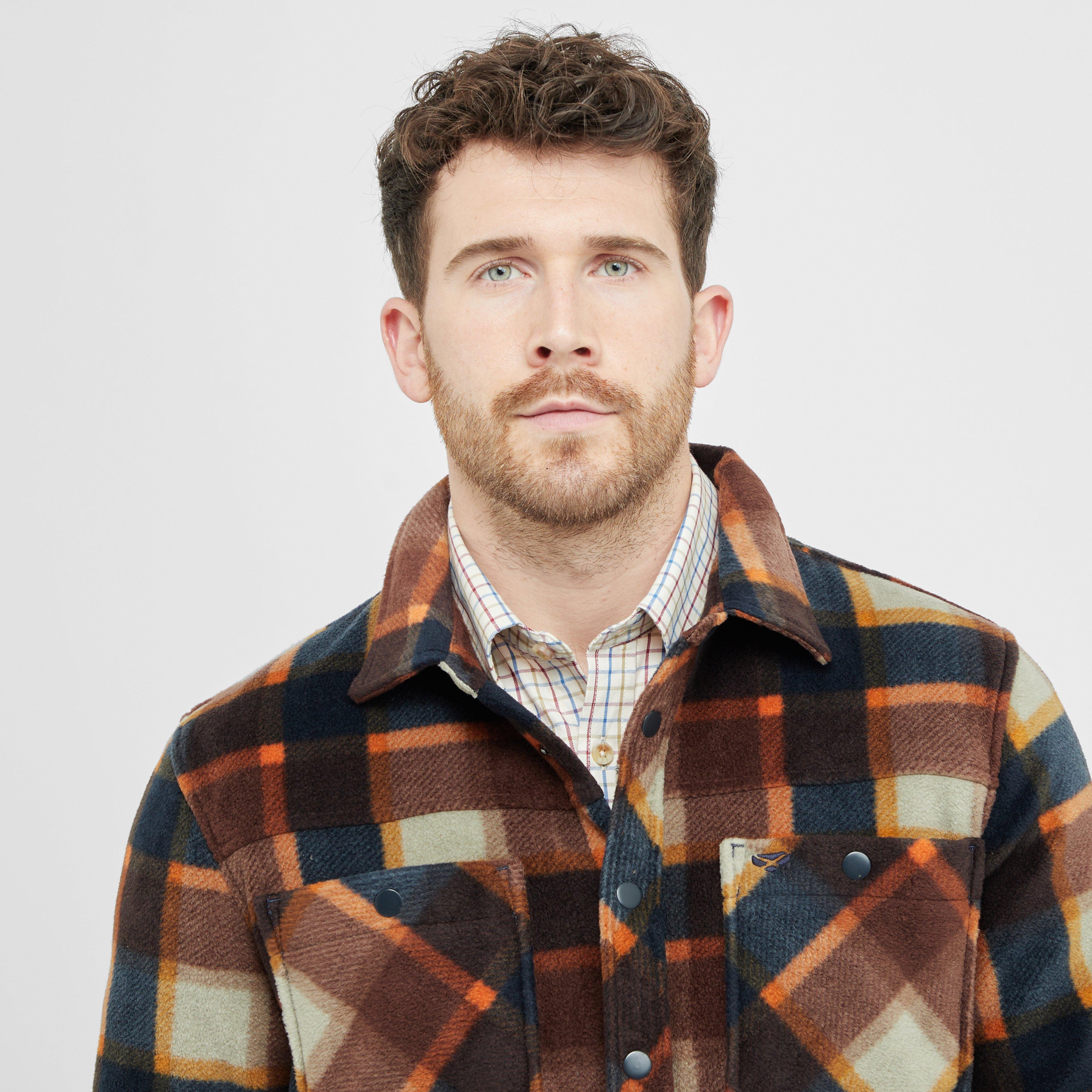 Mens Brucefield Fleece Shacket Brown/Navy