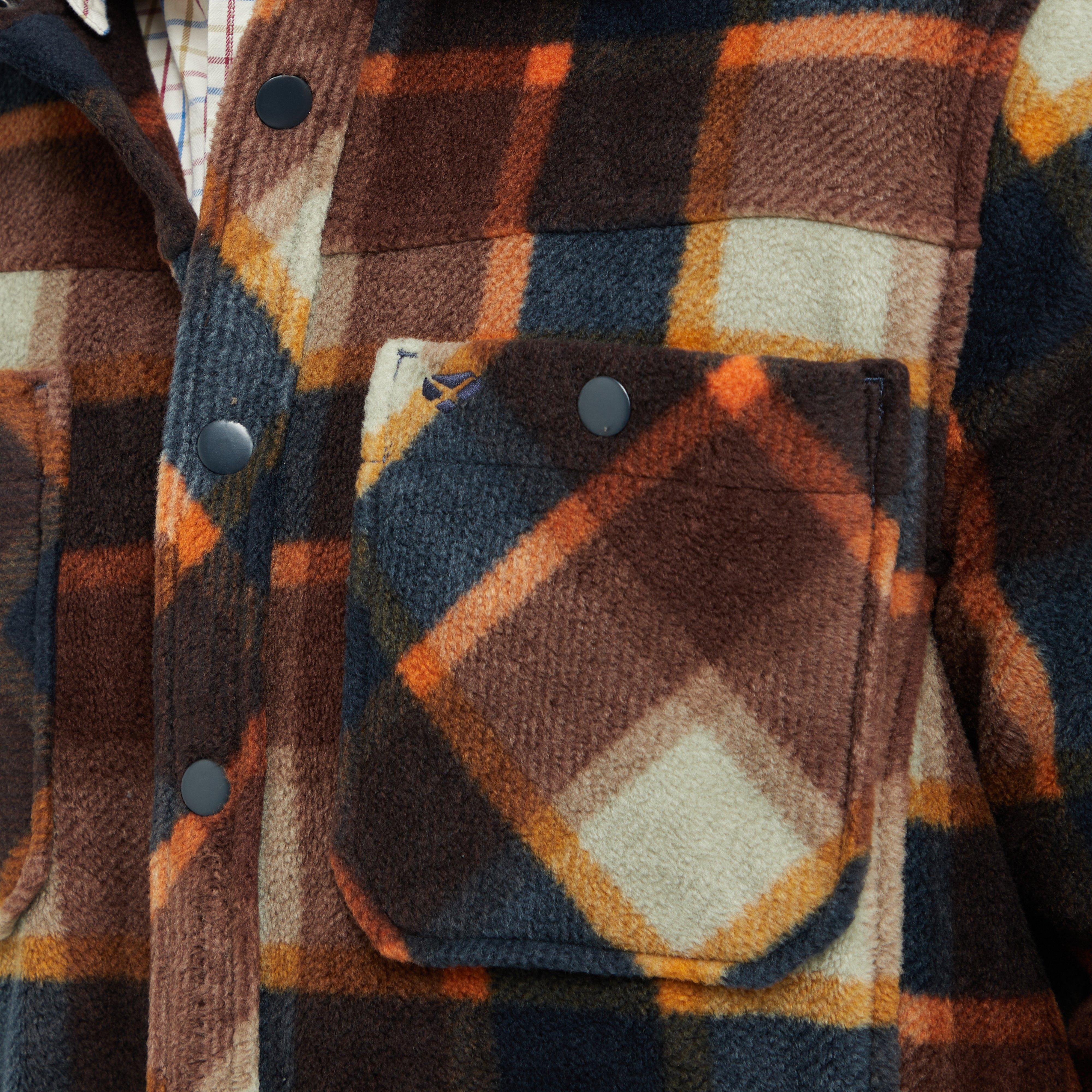 Mens Brucefield Fleece Shacket Brown/Navy