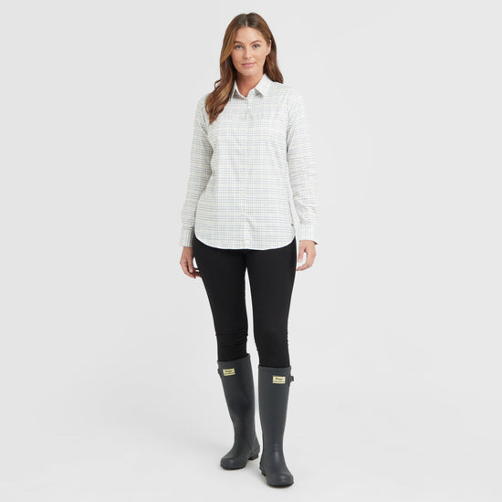 Womens Callie Twill Shirt White/Green/Yellow/Red
