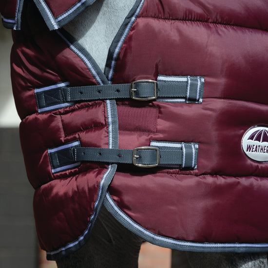 ComFiTec 210D Channel Quilt 250g Medium Weight Combo Neck Stable Rug Maroon/Grey/White