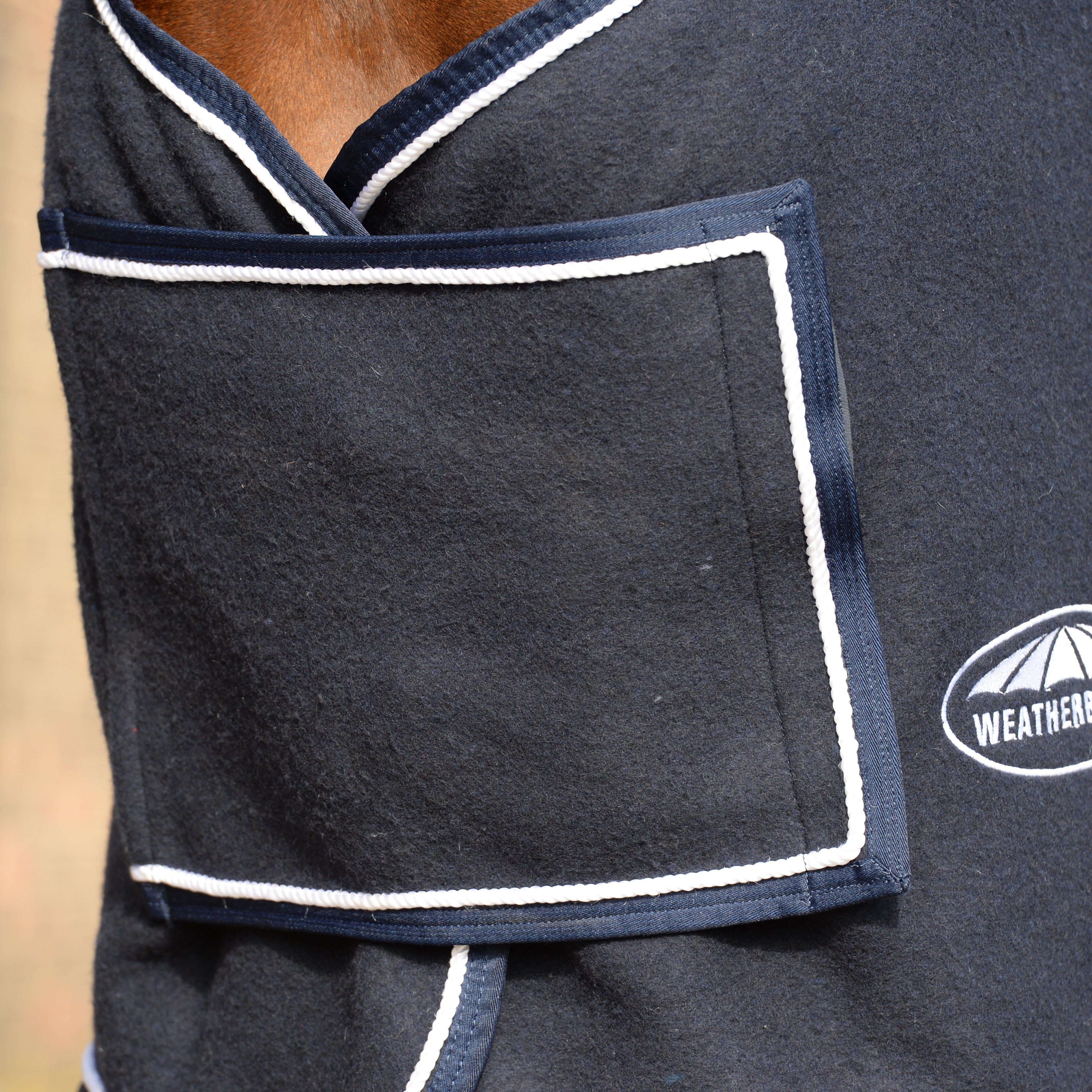 Standard Neck Wool Show Sheet With Chest Panel Navy/White