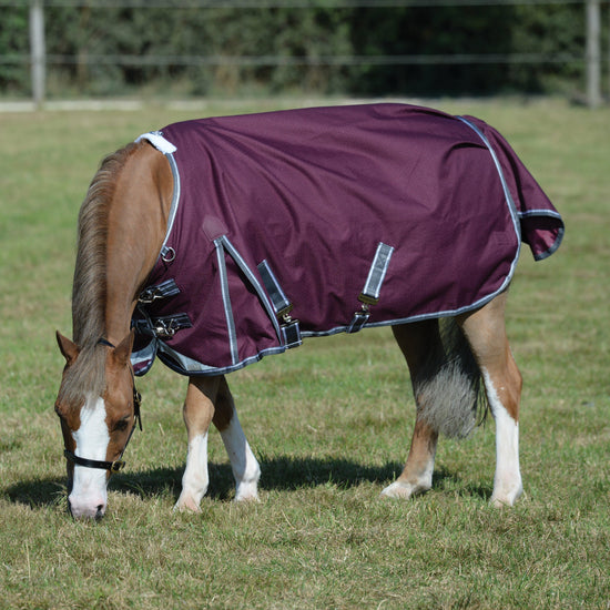 ComFiTec Plus Dynamic II Standard Neck Mediumweight 220g Turnout Rug Maroon/Grey/White