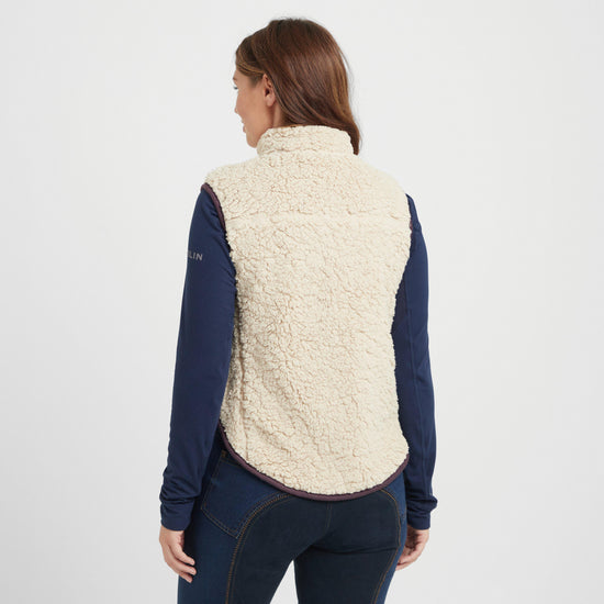 Womens Thea Teddy Vest Beige/Perfect Plum