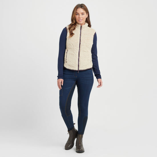 Womens Thea Teddy Vest Beige/Perfect Plum