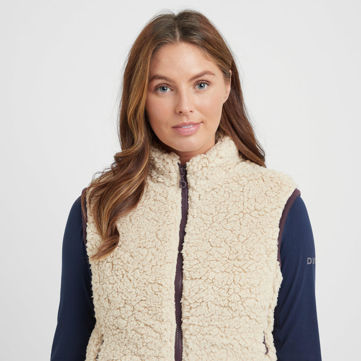 Womens Thea Teddy Vest Beige/Perfect Plum