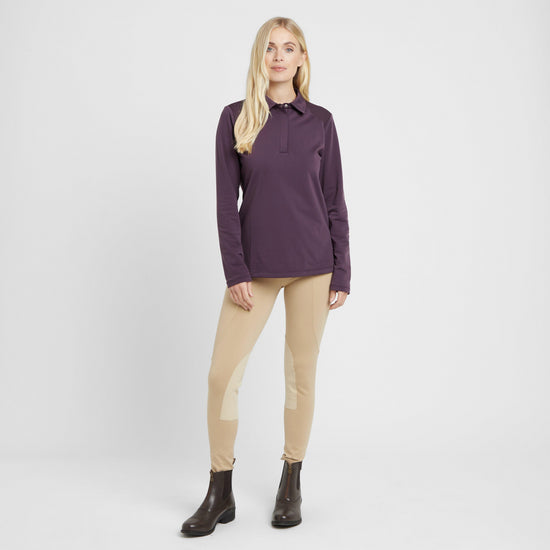 Womens Thelma Thermal Long Sleeve Riding Polo Plum Perfect
