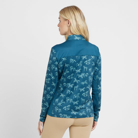 Womens Autumn Sally Long Sleeve Riding Top Legion Blue Froliking Horses